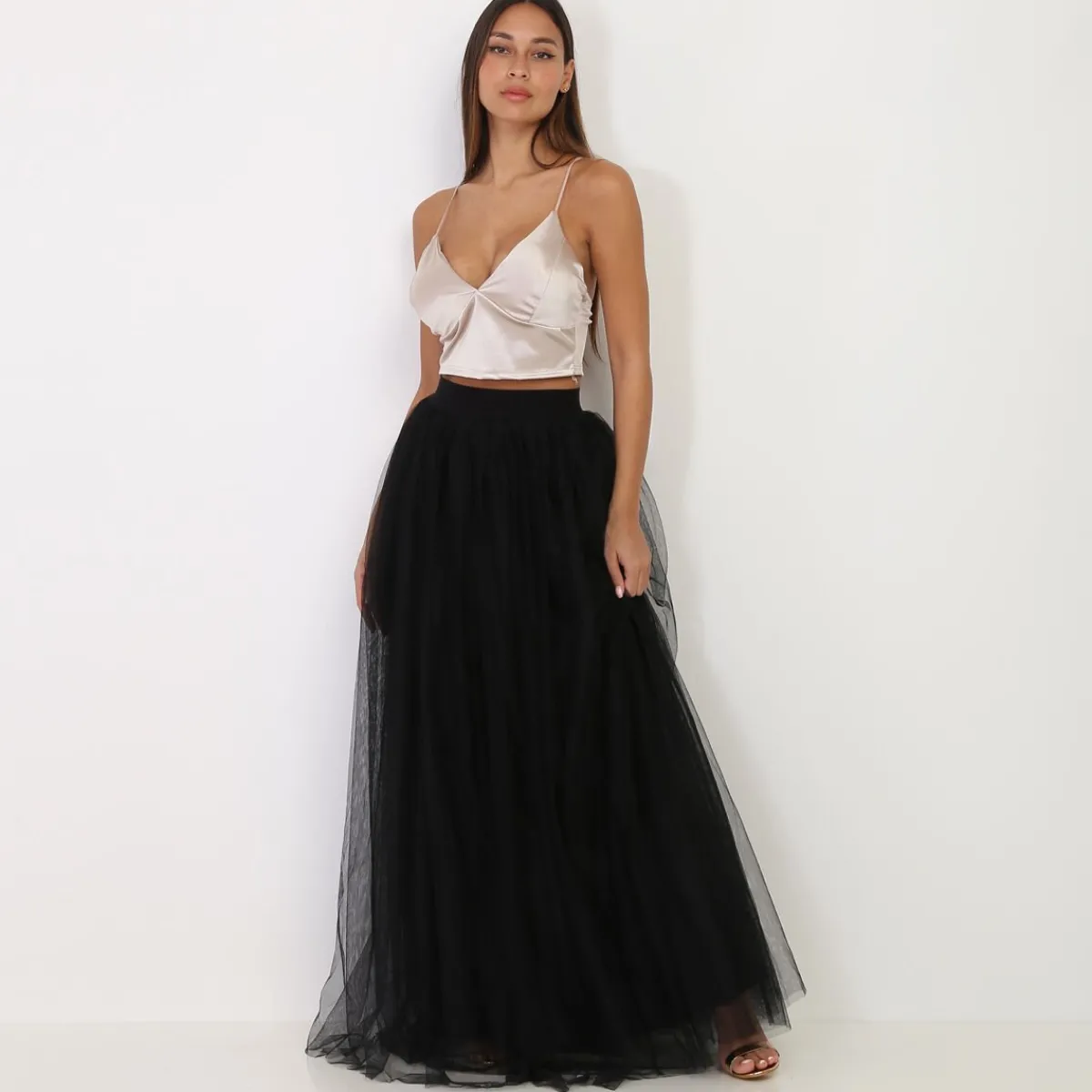 Hot La Modeuse Jupe longue en tulle Noir