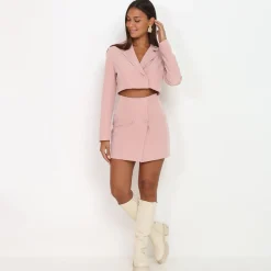 New La Modeuse Jupe portefeuille à boutons Rose