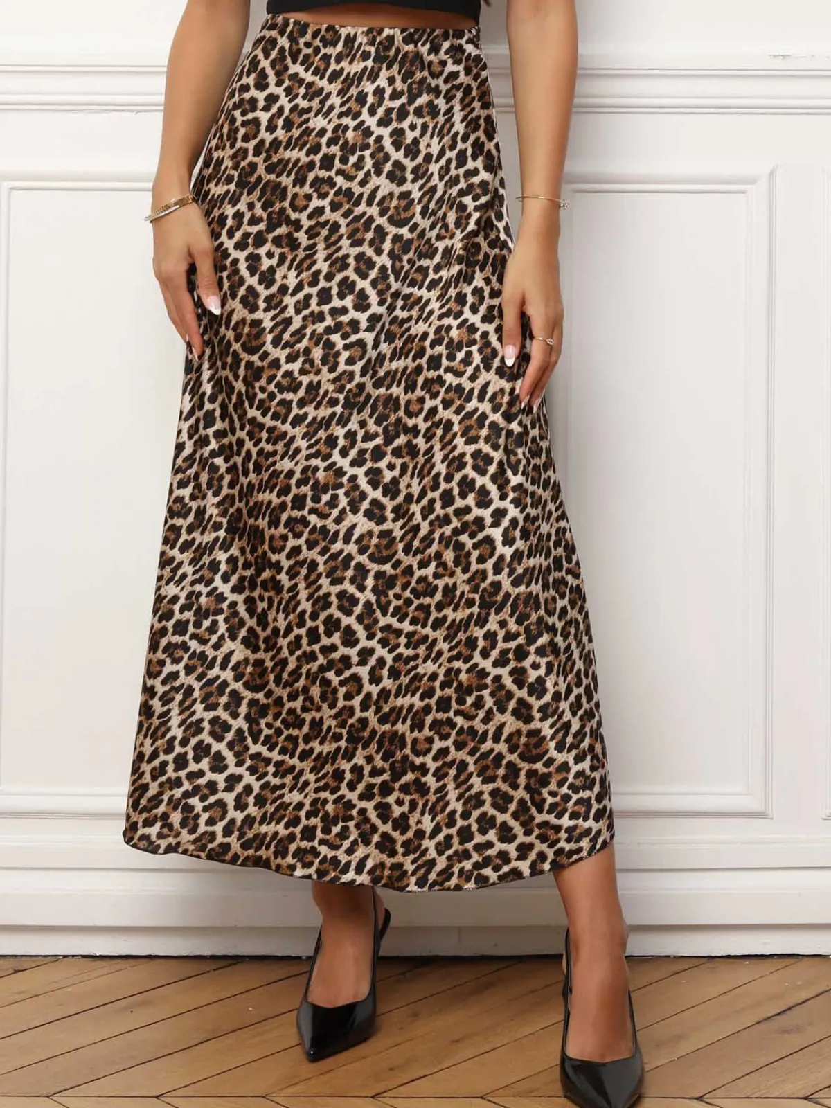 Sale La Modeuse Jupe satinée à imprimé animal Léopard