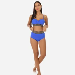 Outlet La Modeuse Maillot de bain 2 pièces à motif Grecque Bleu