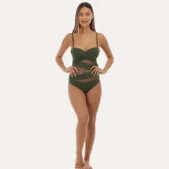 Outlet La Modeuse Maillot de bain avec tulle Kaki