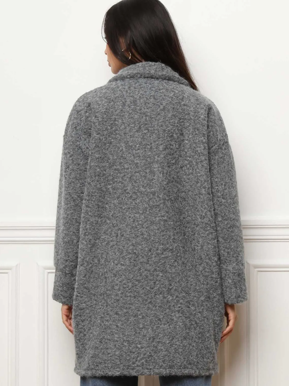Clearance La Modeuse Manteau mi-long duveteux Gris