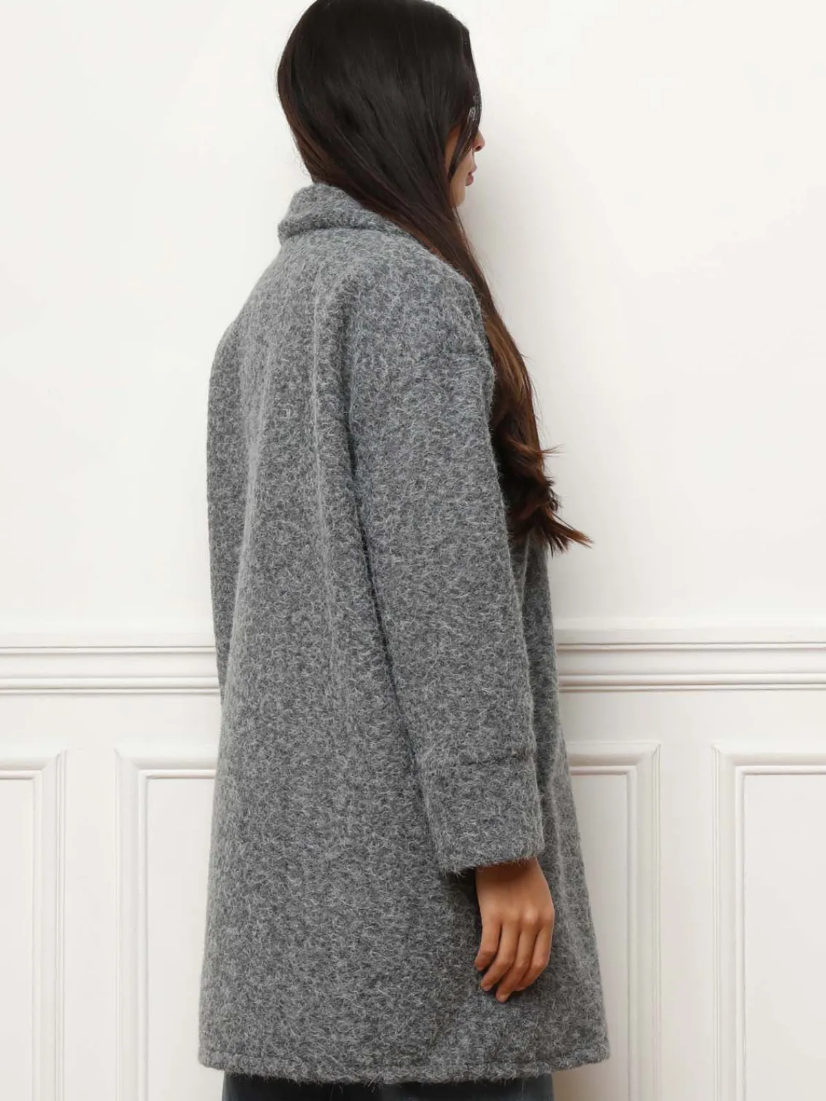 Clearance La Modeuse Manteau mi-long duveteux Gris