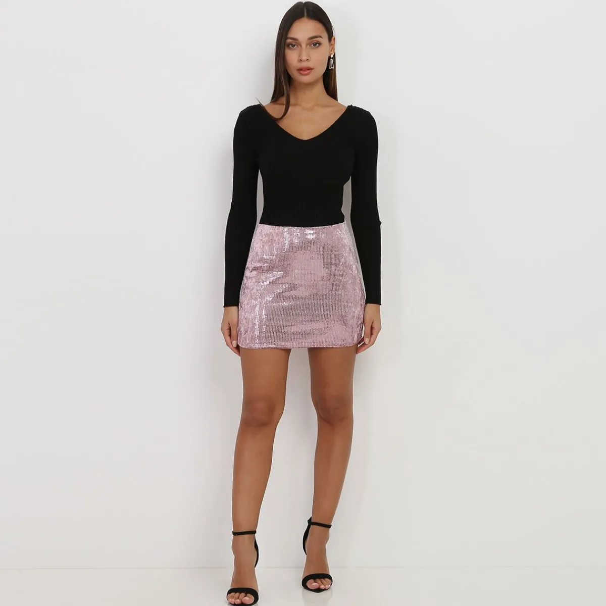 Hot La Modeuse Mini jupe à sequins Rose