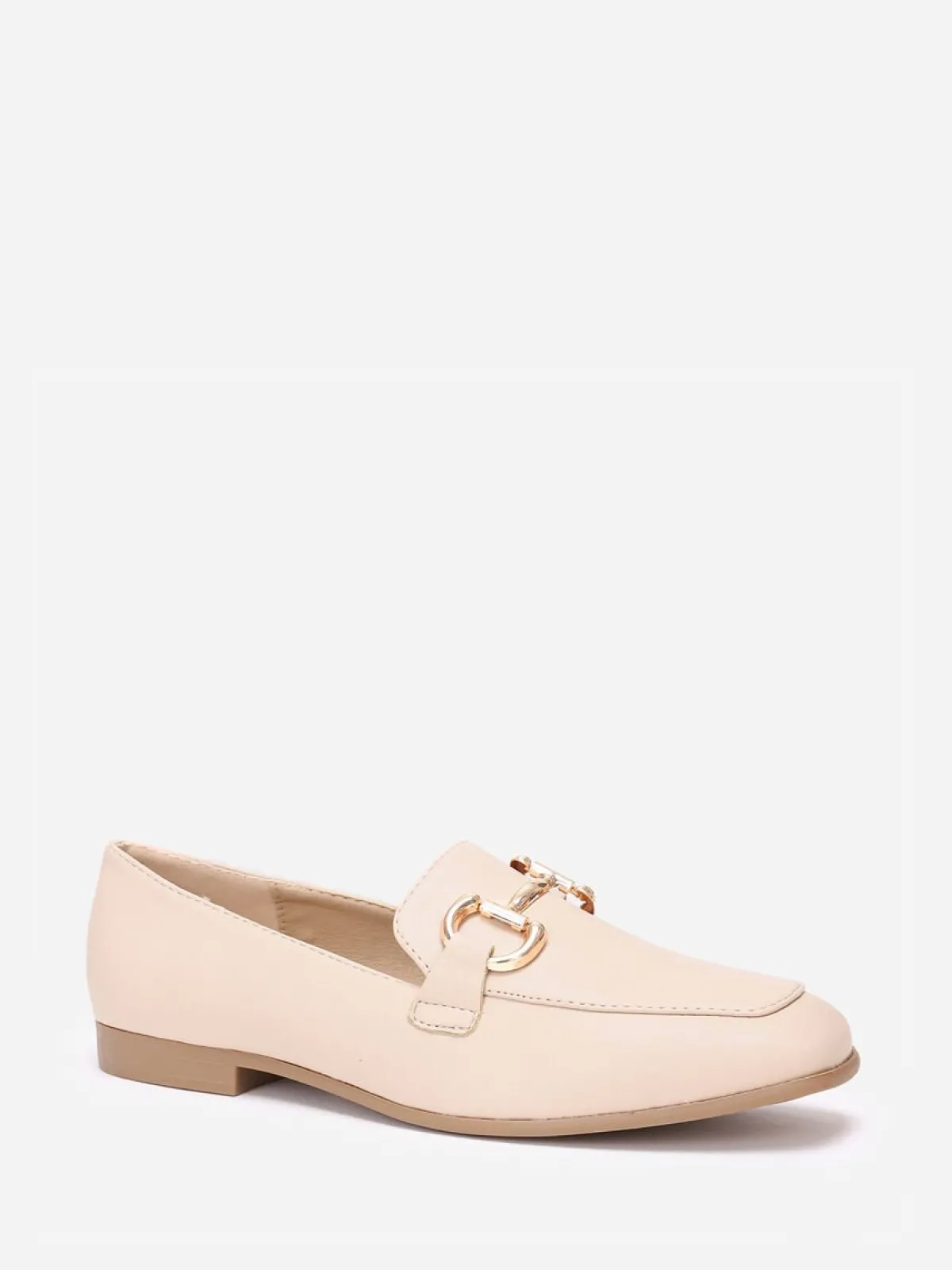 Hot La Modeuse Mocassins à bout carré et anneaux Beige