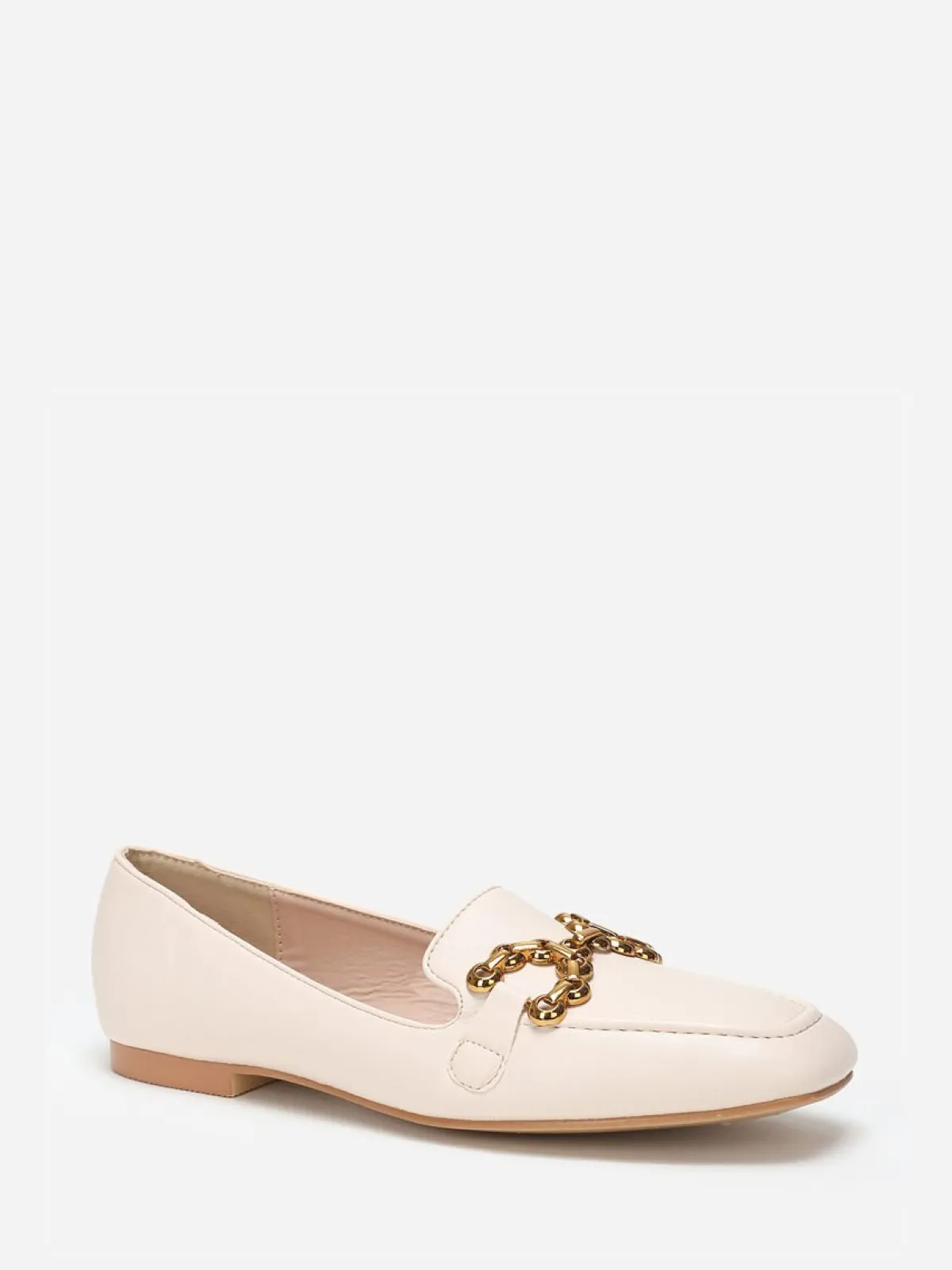 Hot La Modeuse Mocassins à bout carré et bride métallique Beige
