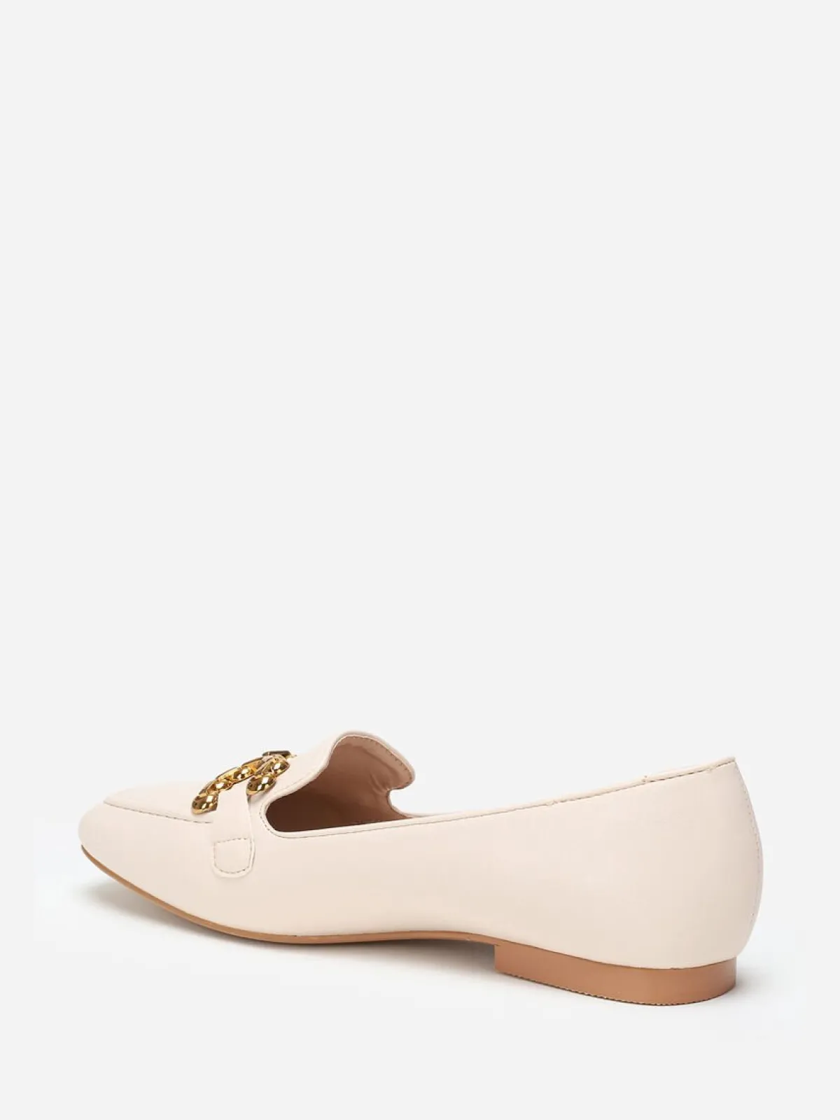 Hot La Modeuse Mocassins à bout carré et bride métallique Beige