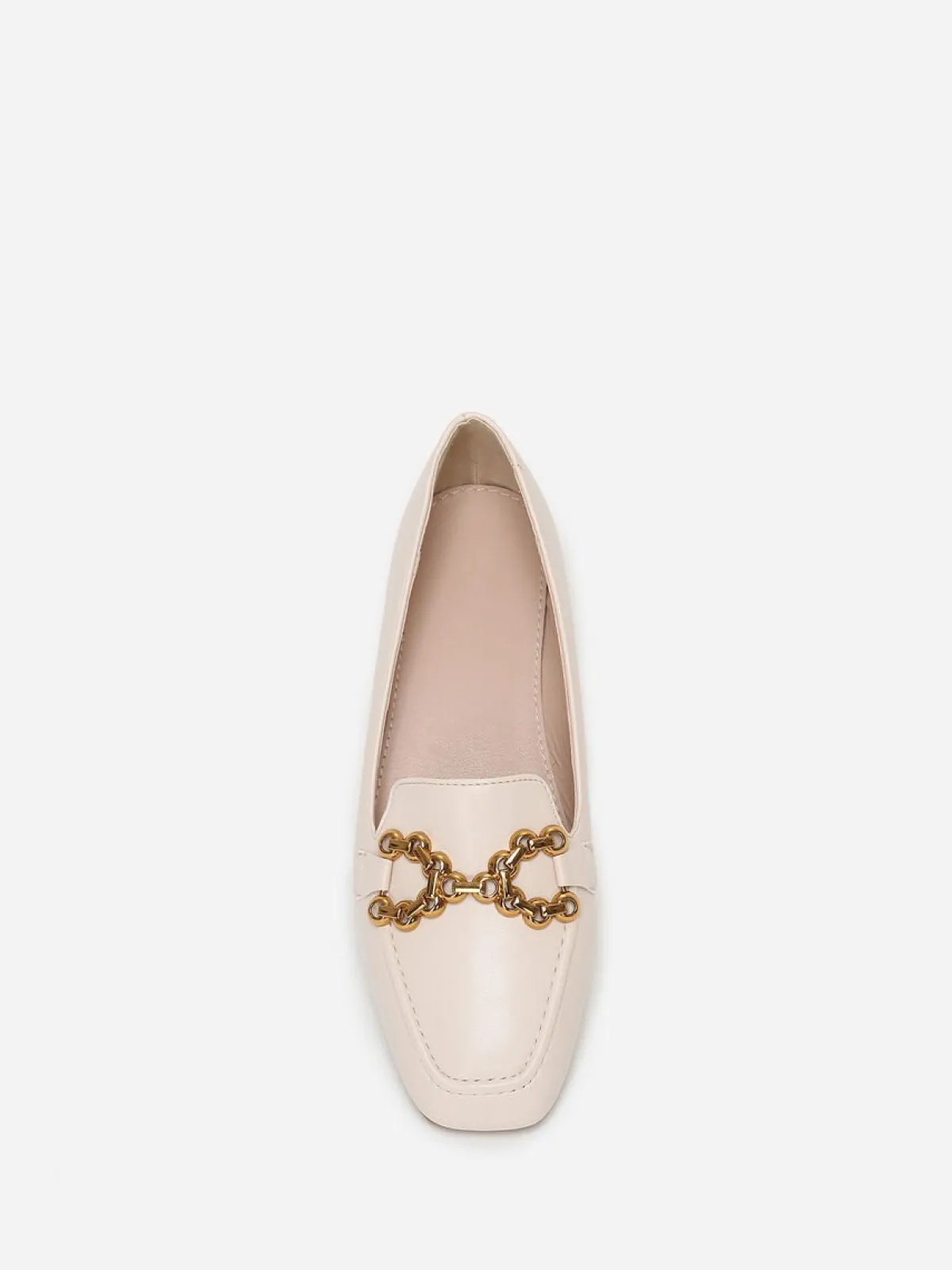 Hot La Modeuse Mocassins à bout carré et bride métallique Beige