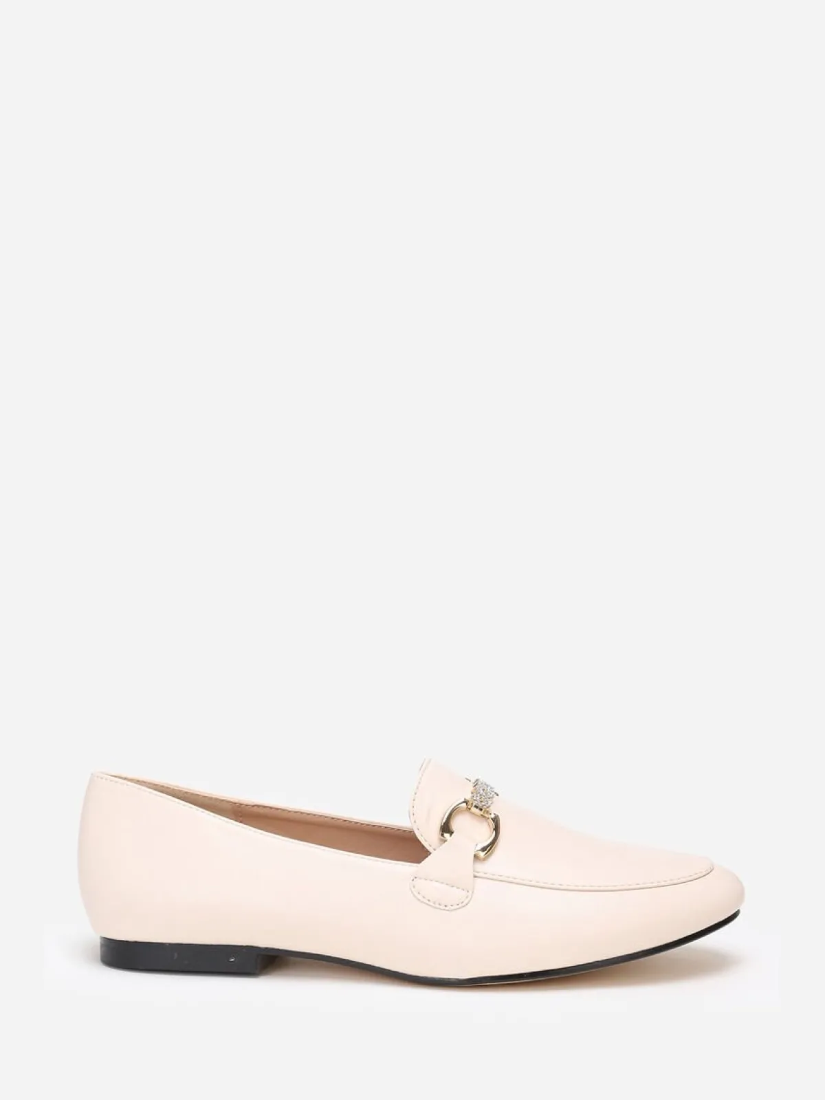 Outlet La Modeuse Mocassins à bride chaîne et strass Beige