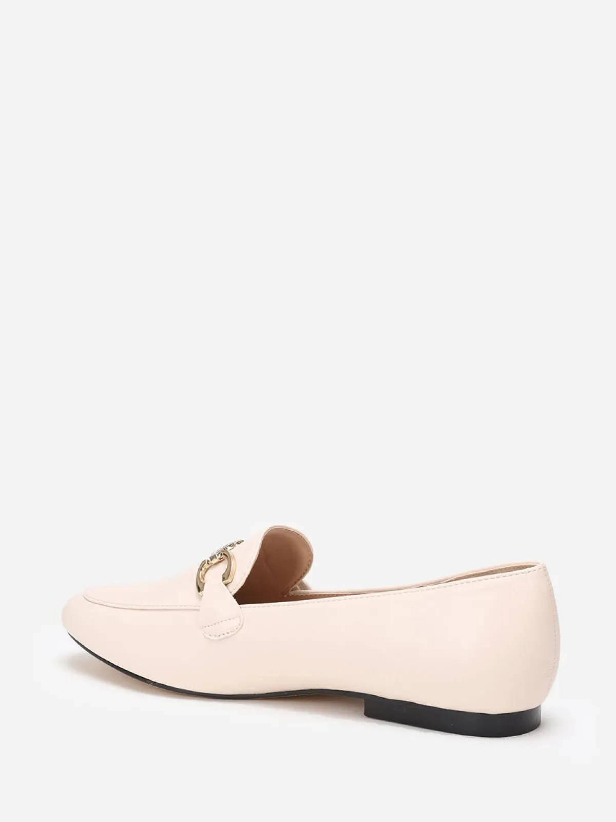 Outlet La Modeuse Mocassins à bride chaîne et strass Beige