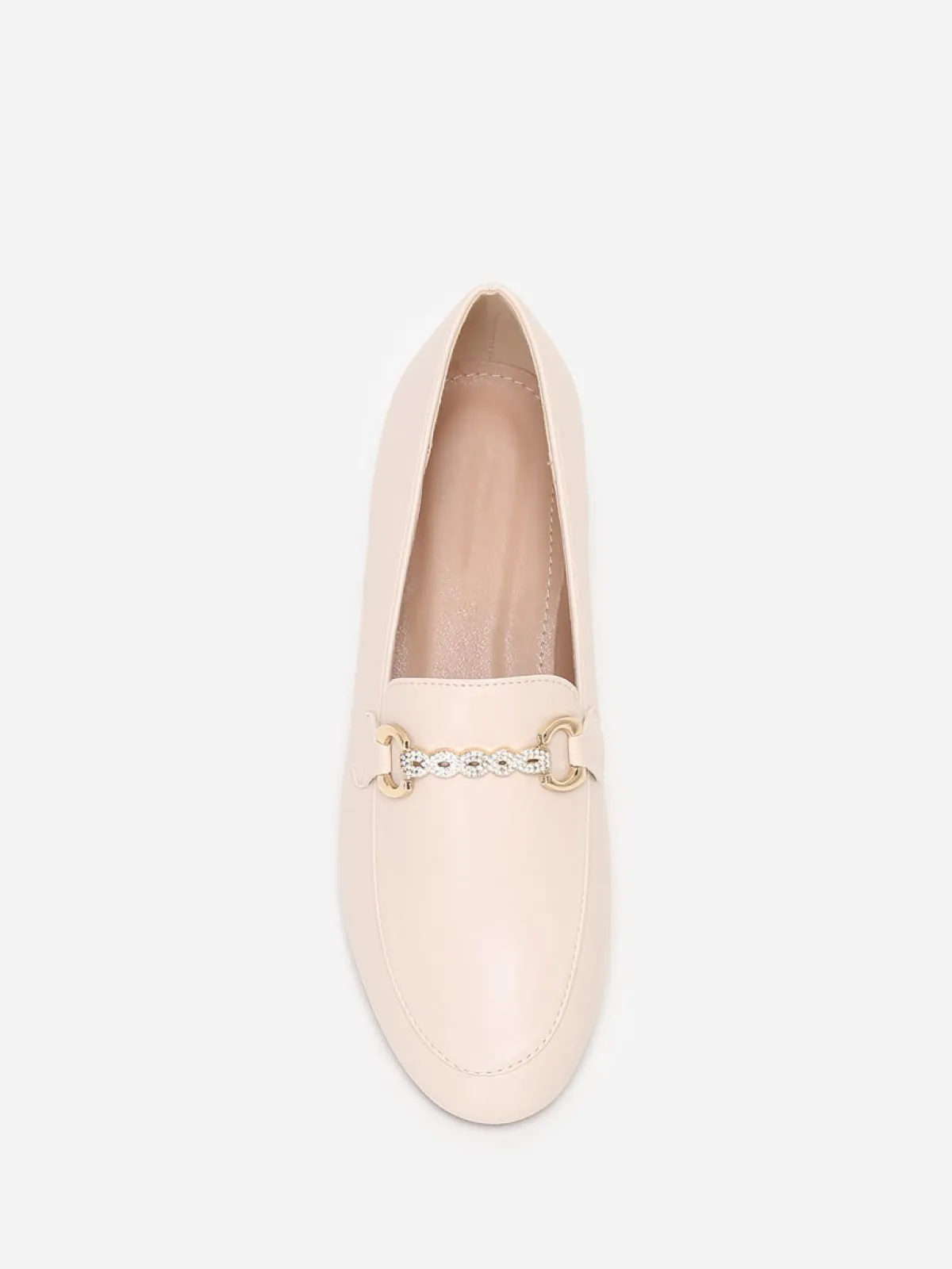 Outlet La Modeuse Mocassins à bride chaîne et strass Beige