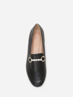 Sale La Modeuse Mocassins  à bride chaîne et strass Noir