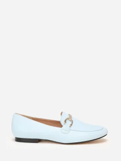 Hot La Modeuse Mocassins à bride chaîne et strass BleuClair