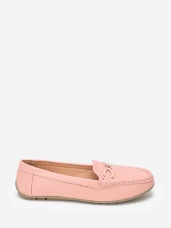 La Modeuse Mocassins à bride métallique et surpiqûres Rose