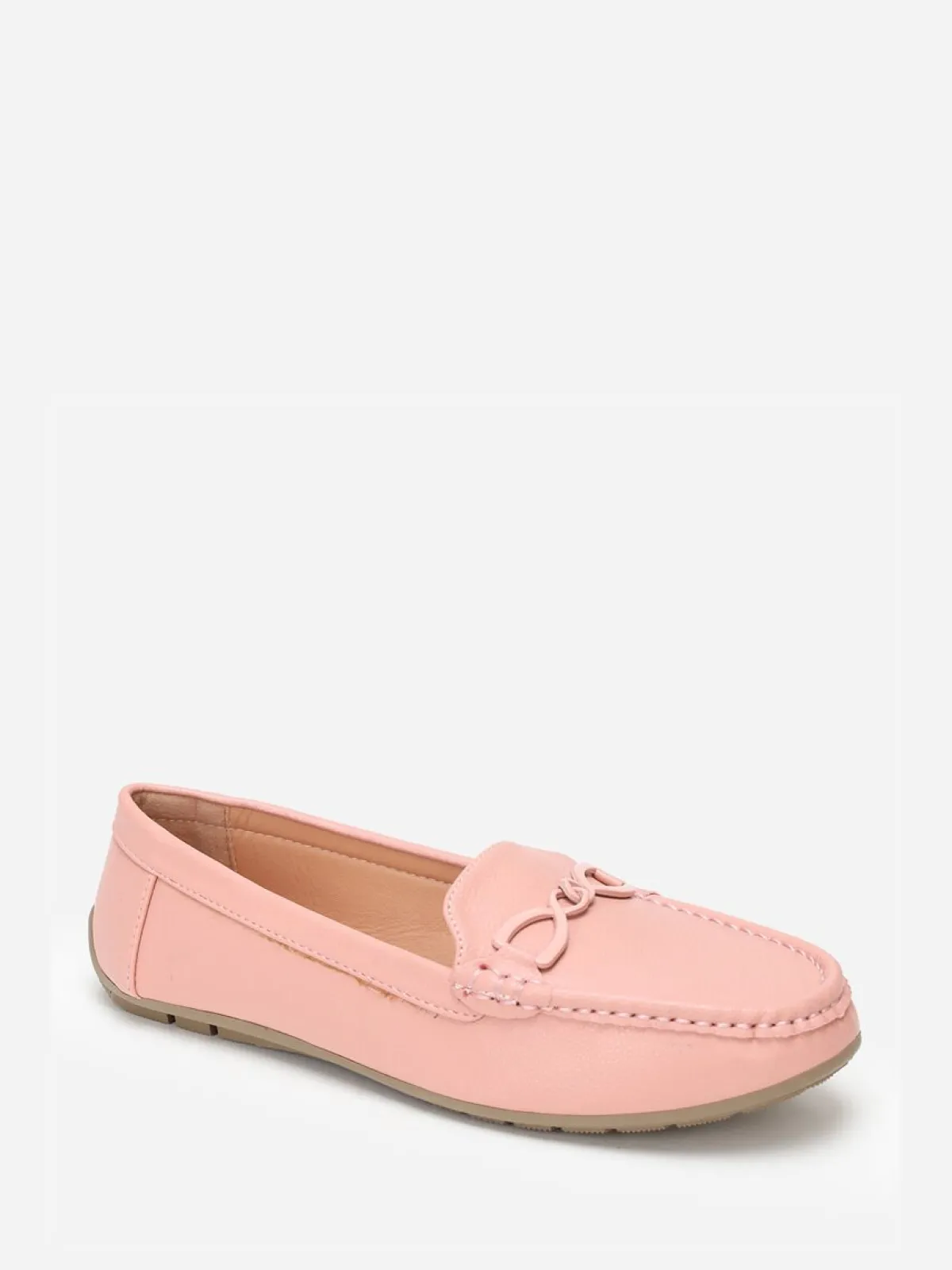 La Modeuse Mocassins à bride métallique et surpiqûres Rose