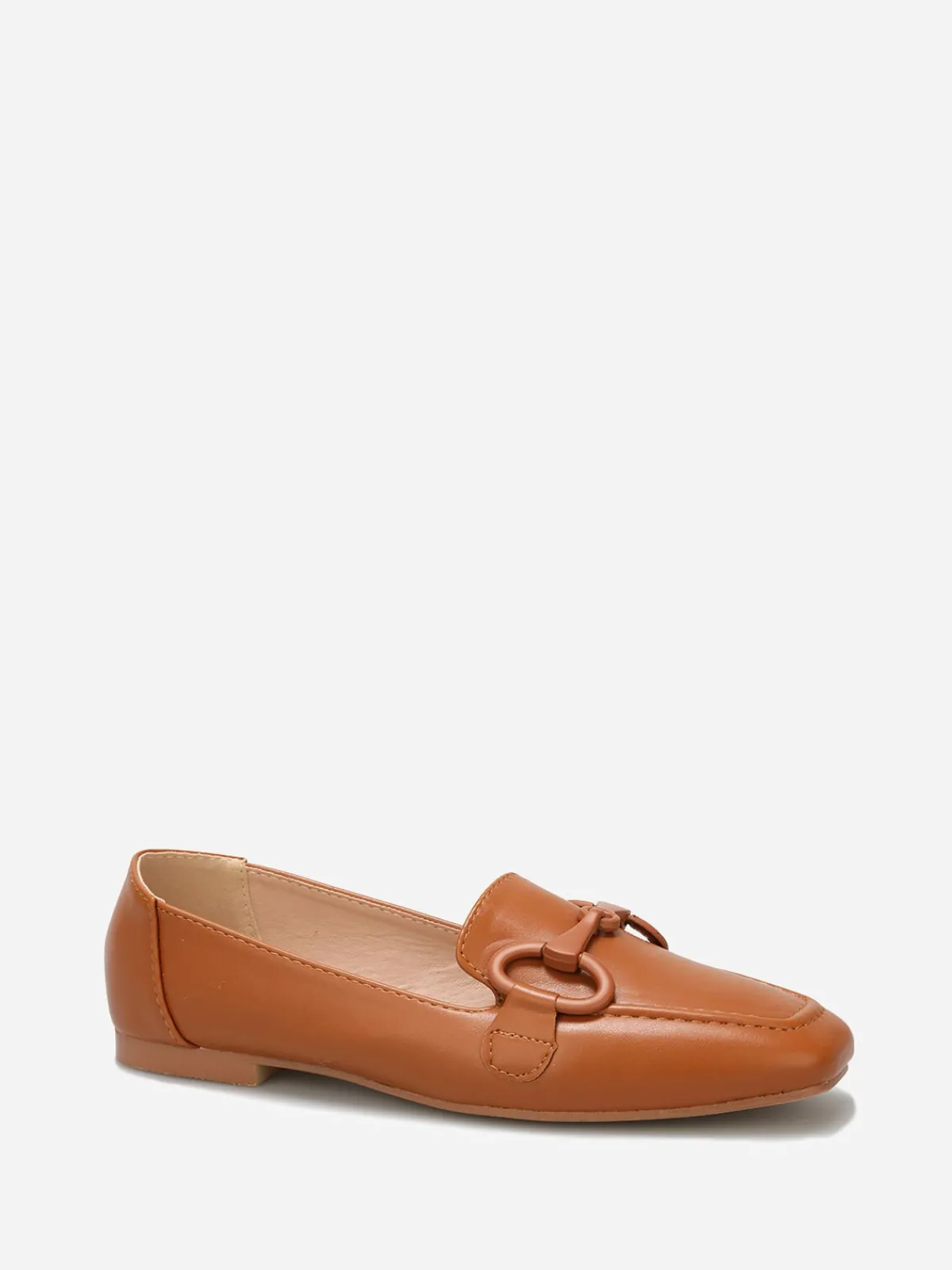 Best La Modeuse Mocassins à bride métallique et surpiqûres Camel