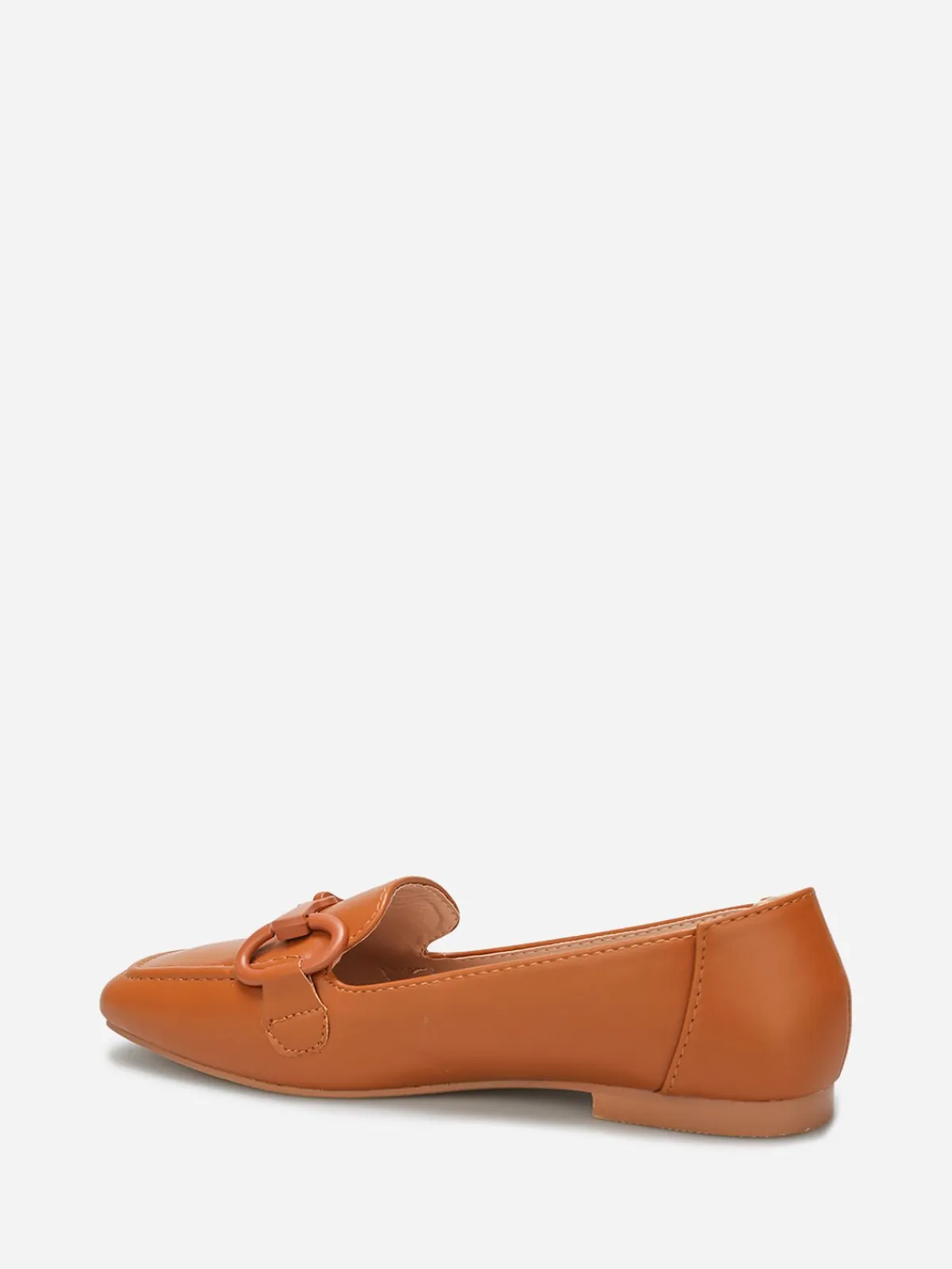 Best La Modeuse Mocassins à bride métallique et surpiqûres Camel