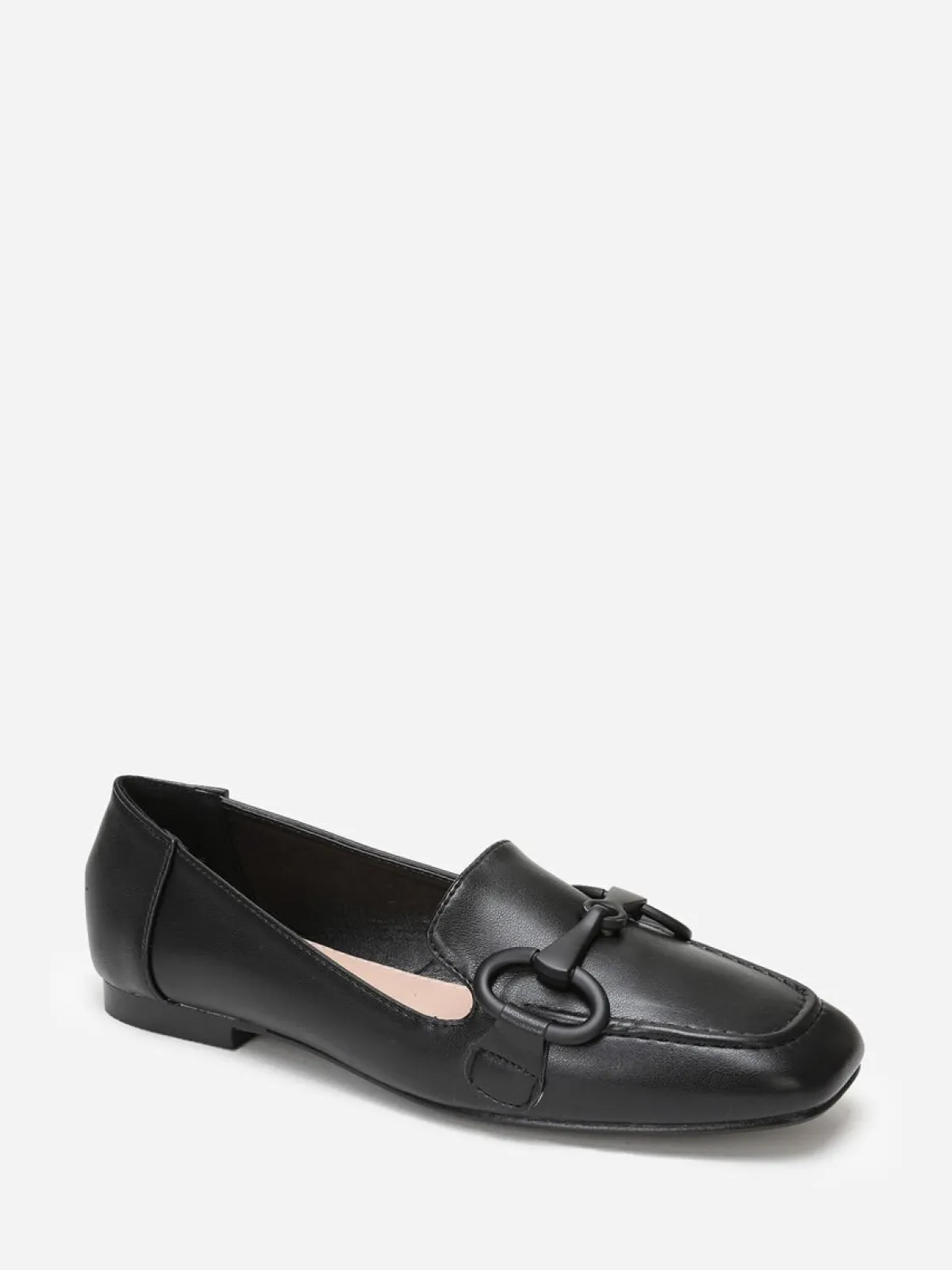 Online La Modeuse Mocassins à bride métallique et surpiqûres Noir