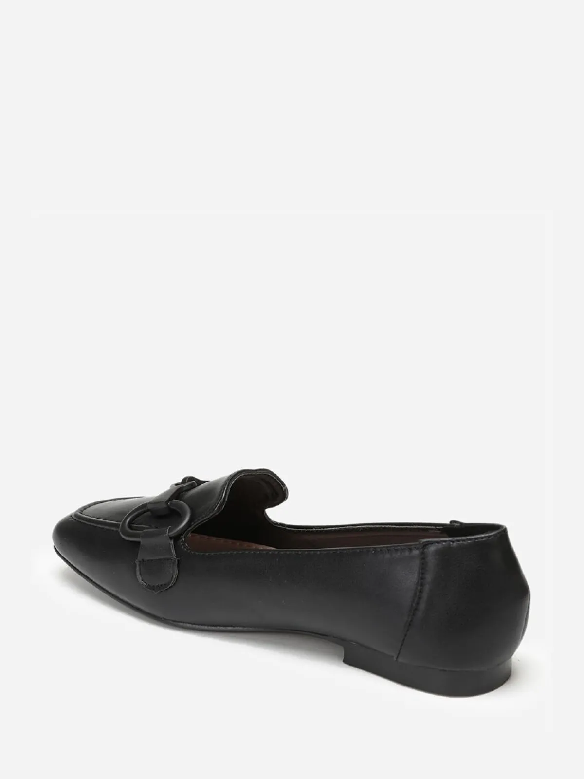 Online La Modeuse Mocassins à bride métallique et surpiqûres Noir
