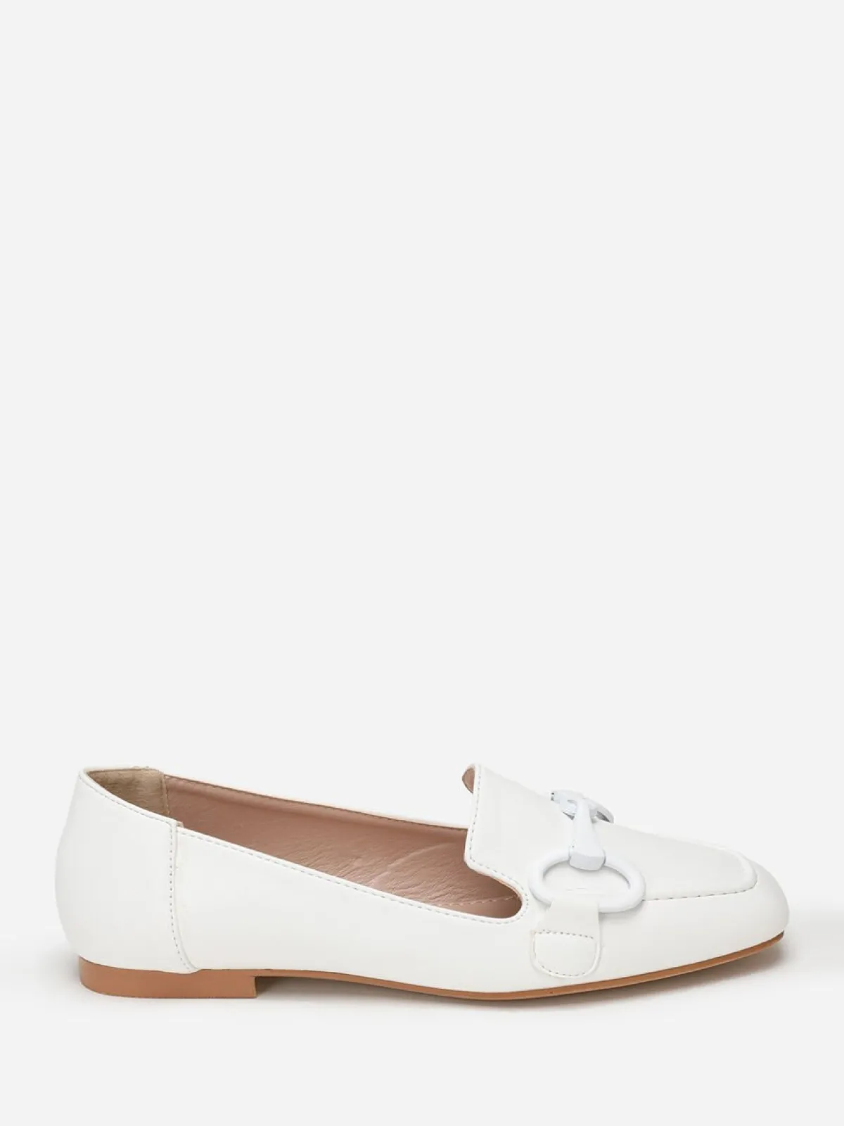 Best La Modeuse Mocassins à bride métallique et surpiqûres Blanc