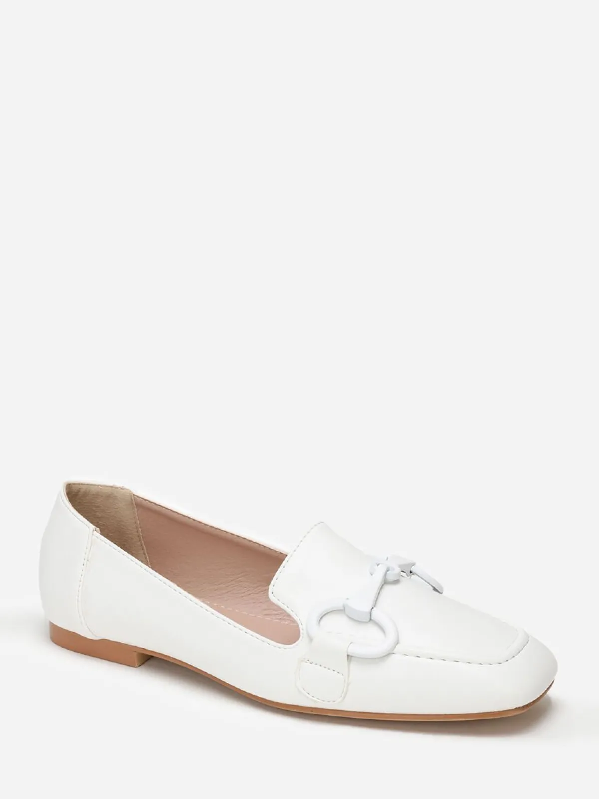 Best La Modeuse Mocassins à bride métallique et surpiqûres Blanc