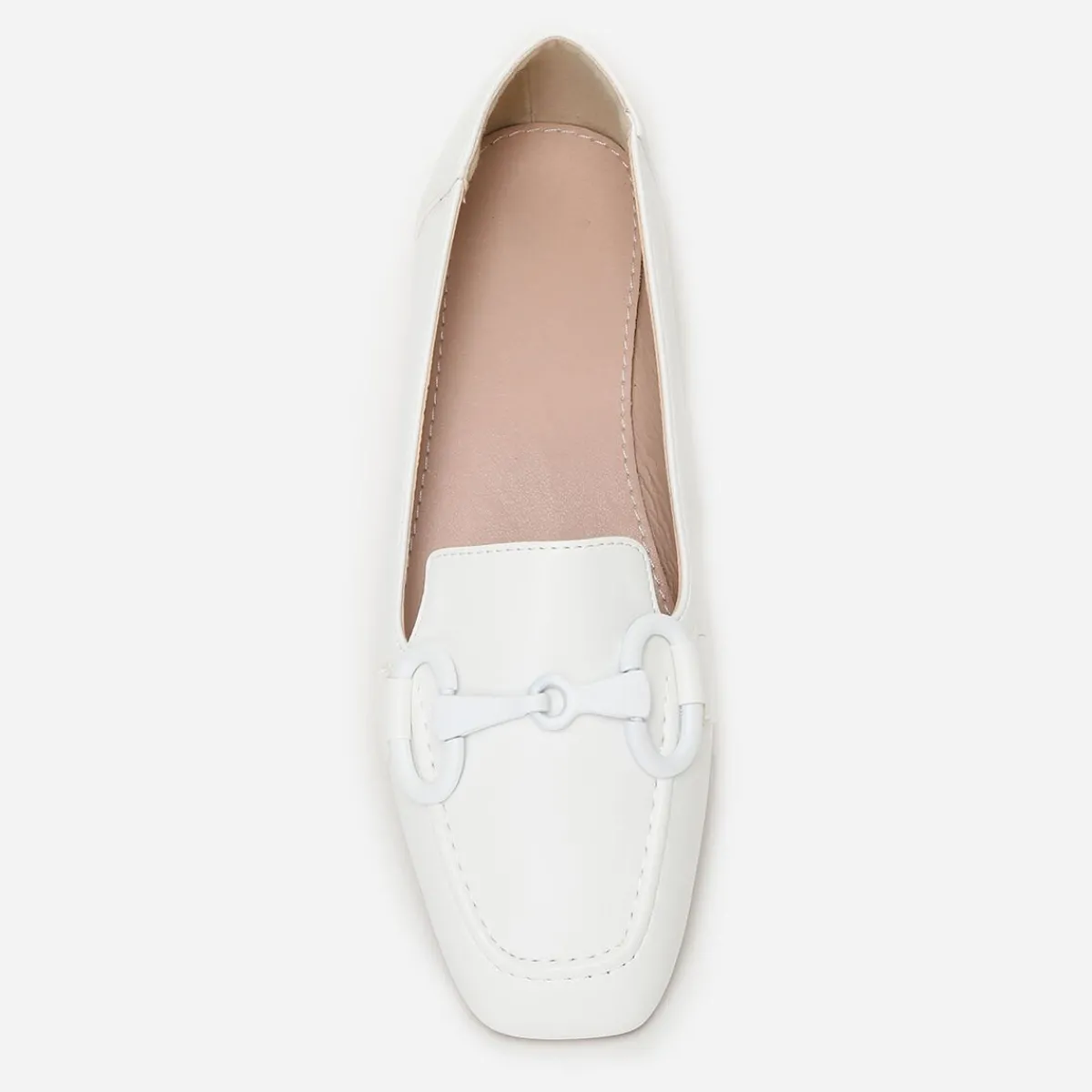 Best La Modeuse Mocassins à bride métallique et surpiqûres Blanc