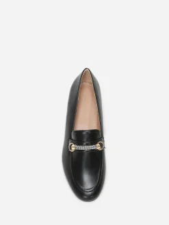 Online La Modeuse Mocassins à bride strass Noir