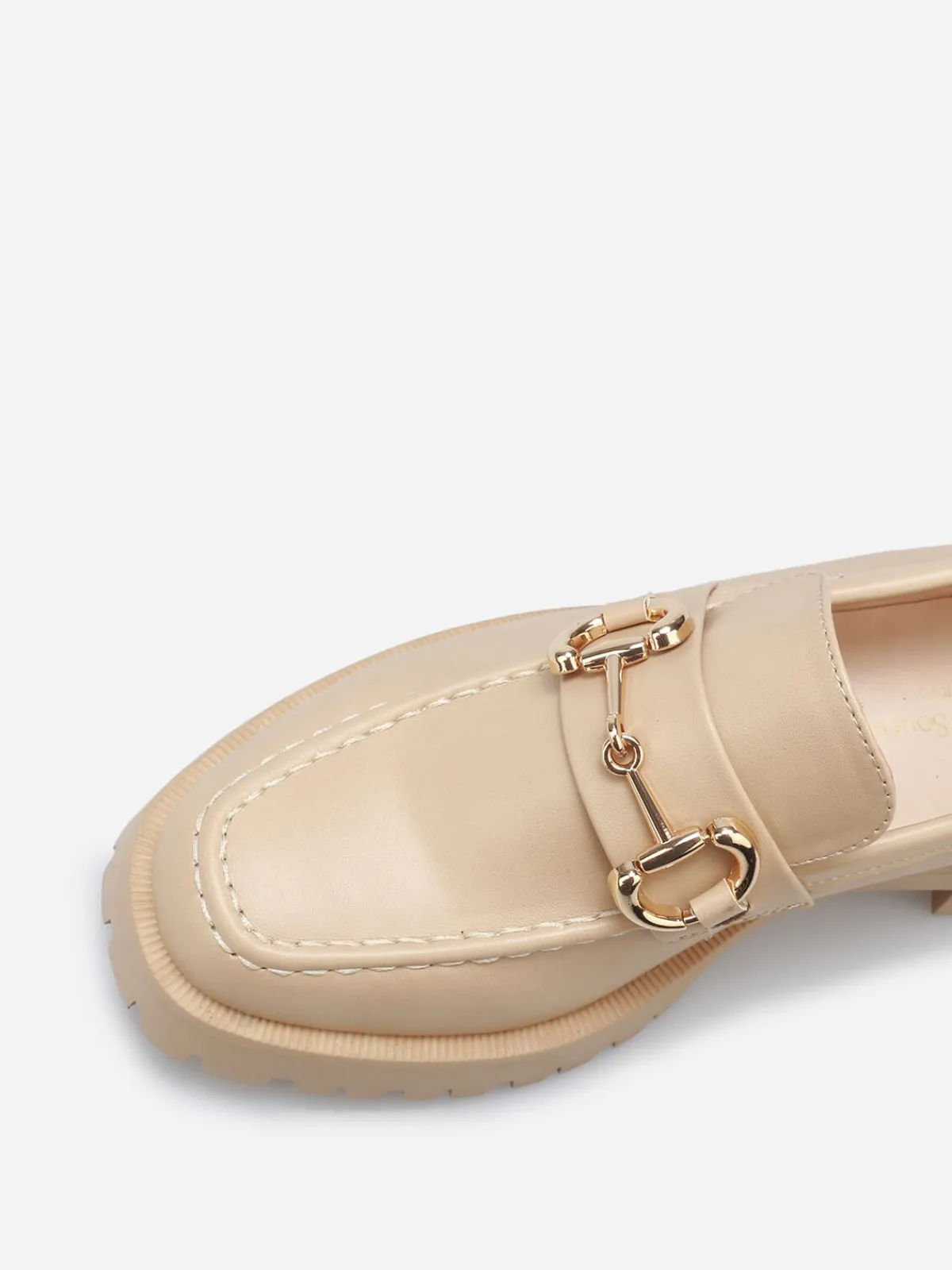 Hot La Modeuse Mocassins à semelle crantée et mors doré Beige
