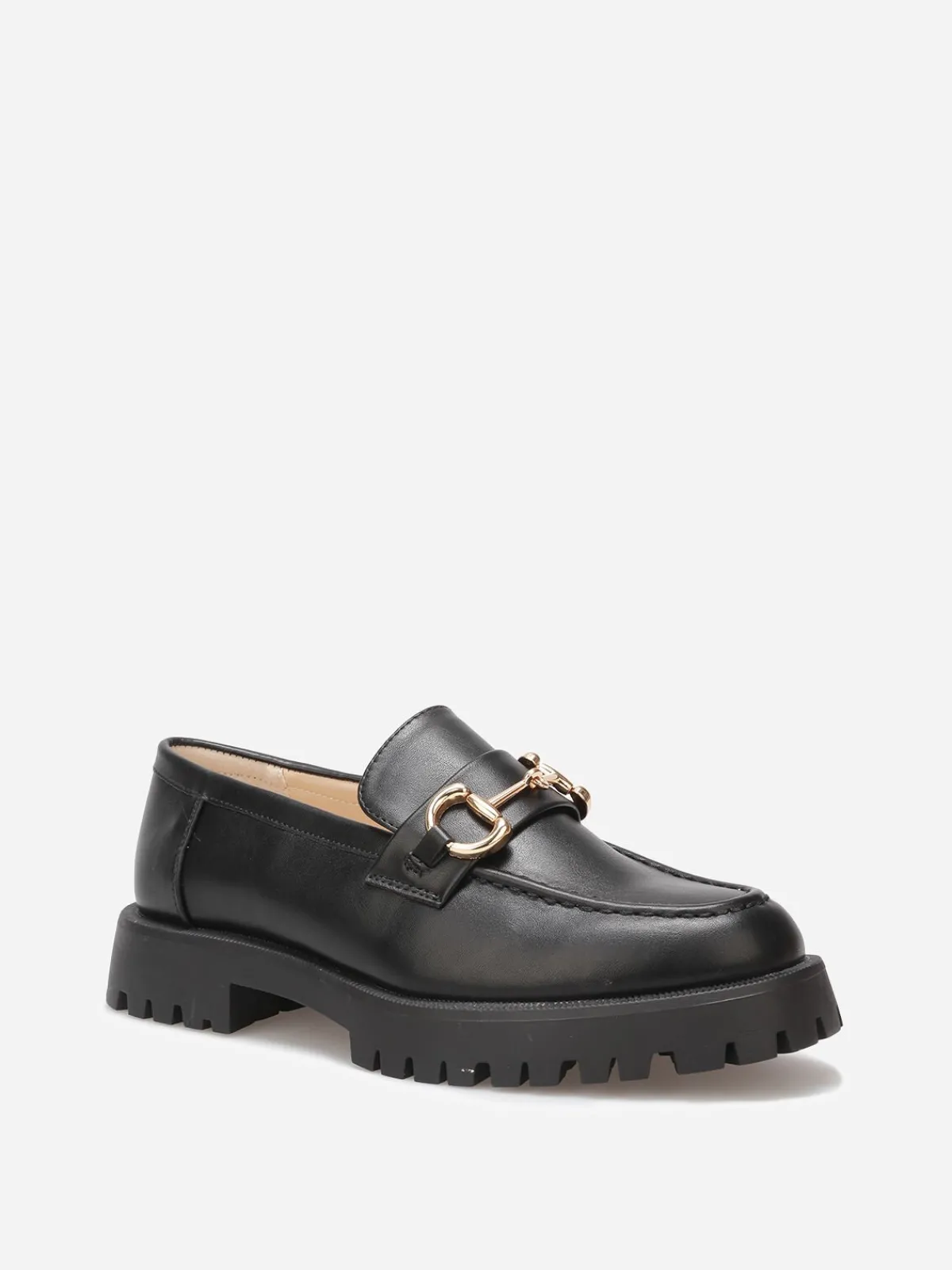 Sale La Modeuse Mocassins à semelle crantée et mors doré Noir