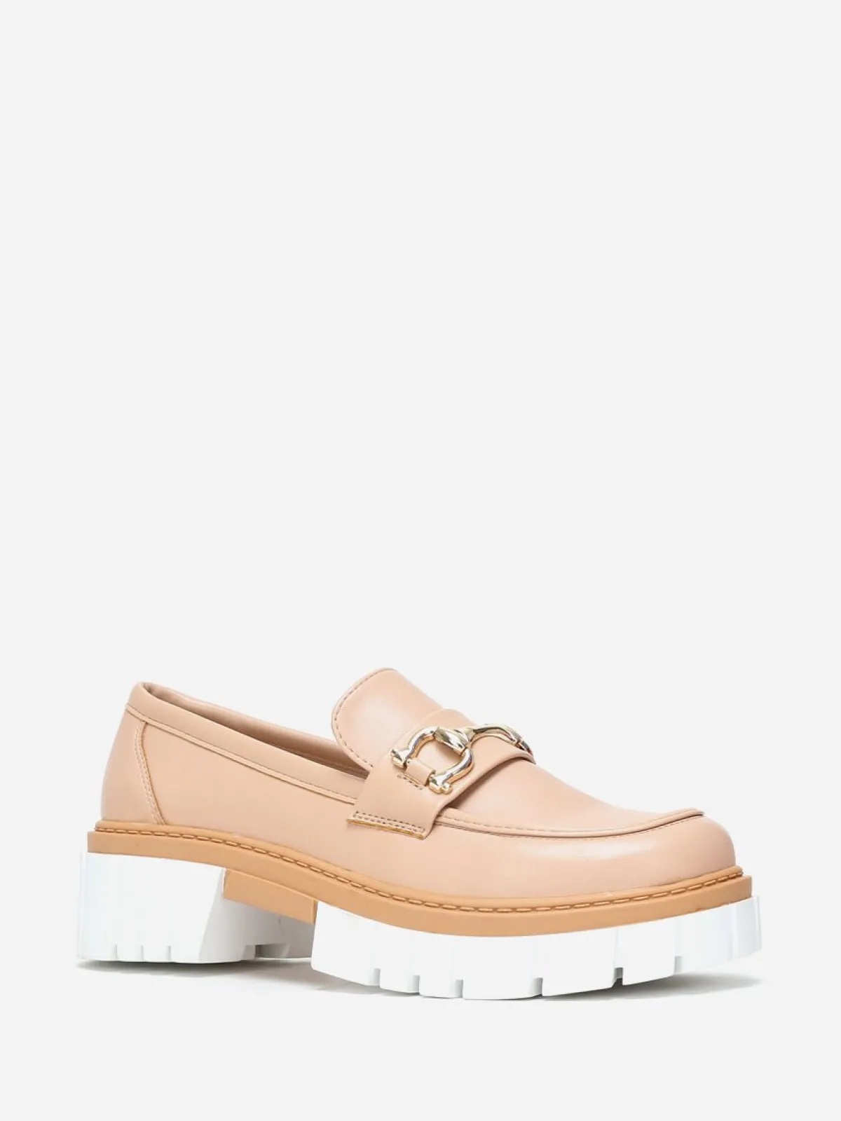 Discount La Modeuse Mocassins à semelle crantée bicolore Taupe