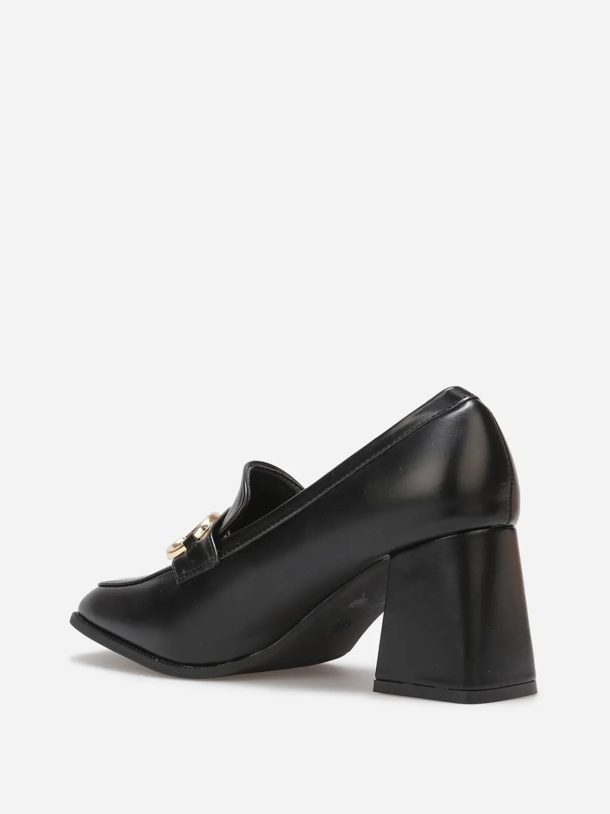 Sale La Modeuse Mocassins à talon avec bout carré et mors doré Noir
