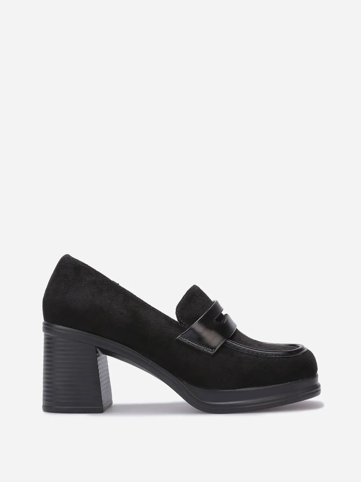 Online La Modeuse Mocassins à talon en suédine Noir