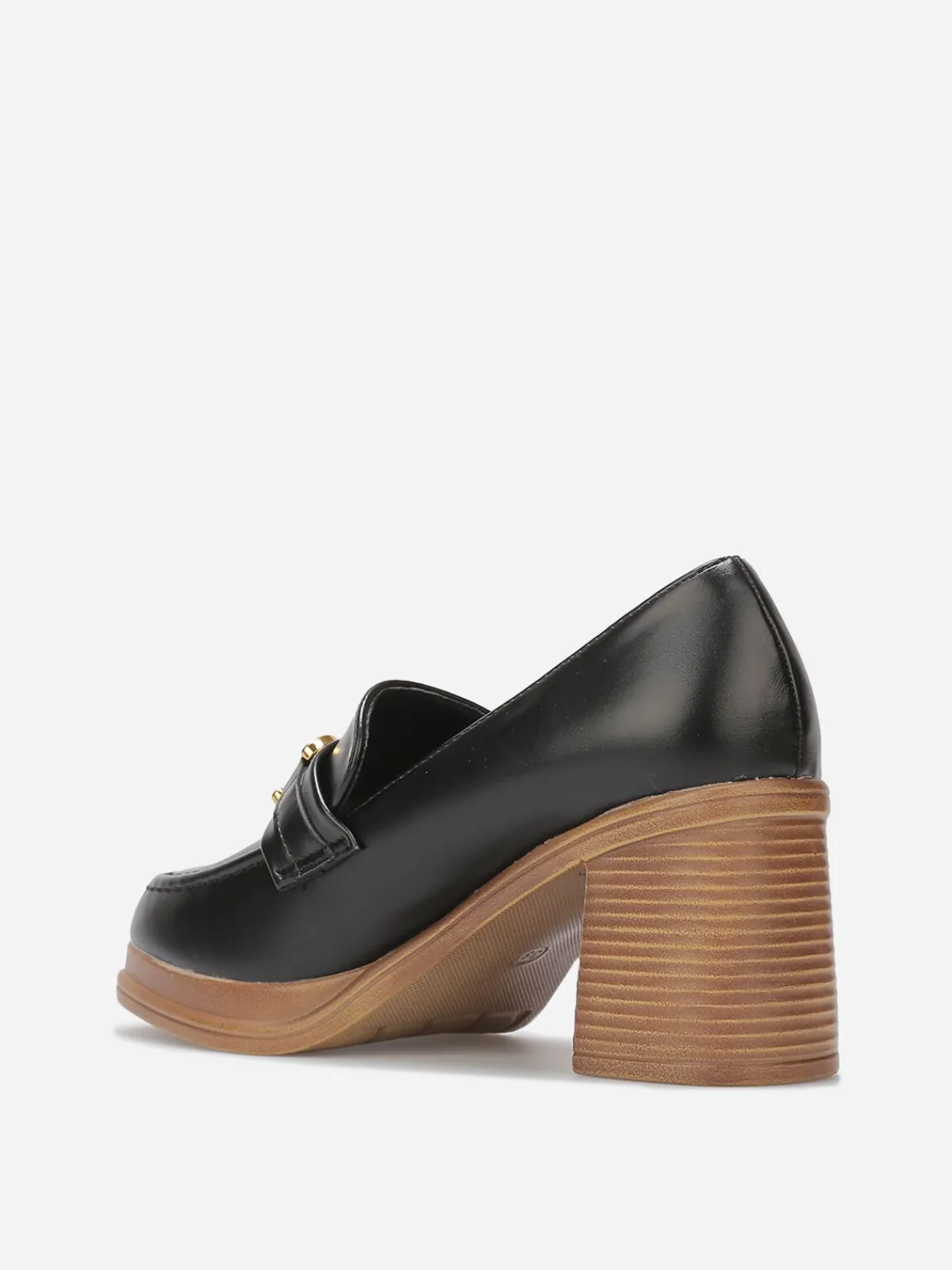 Best La Modeuse Mocassins à talon et boucle dorée Noir
