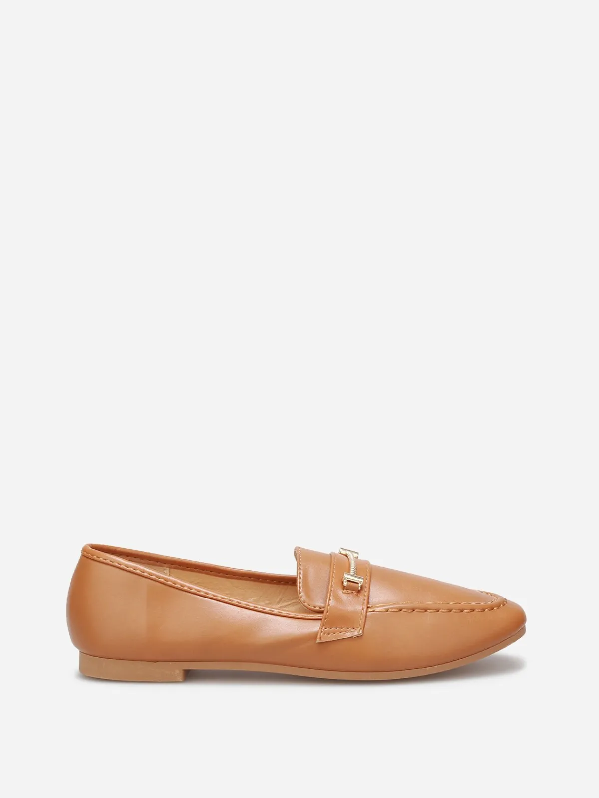 Best La Modeuse Mocassins avec surpiqûres et bride dorée Camel