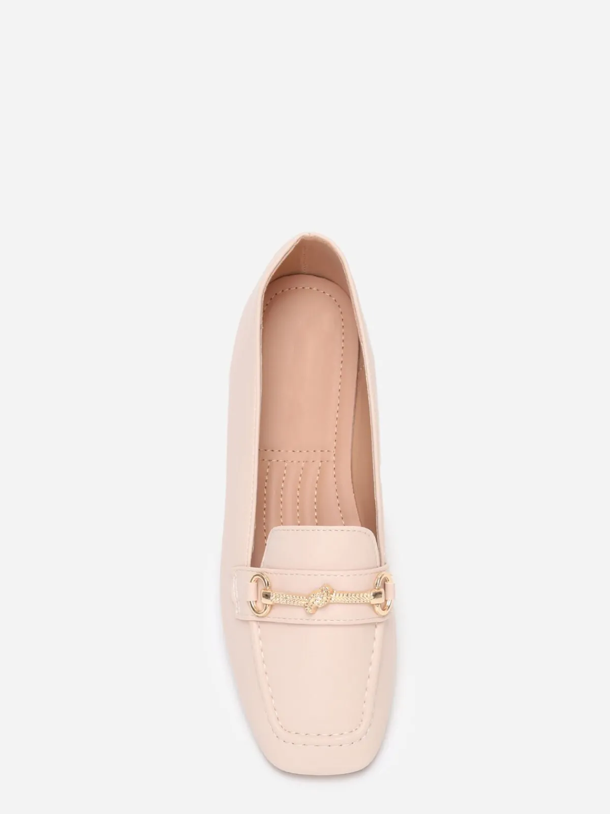 Best La Modeuse Mocassins carrés à boucle dorée Beige