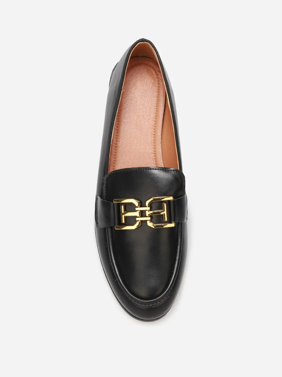 Online La Modeuse Mocassins classiques à boucle dorée Noir