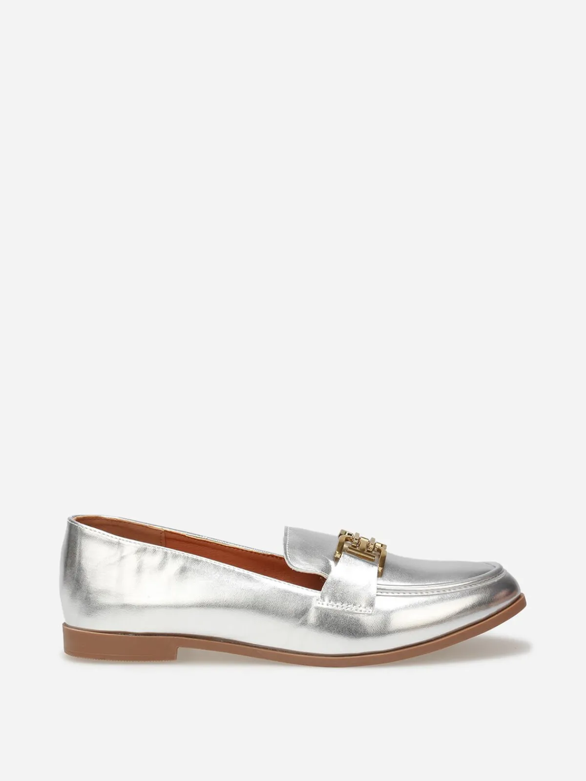 La Modeuse Mocassins classiques à boucle dorée Argenté