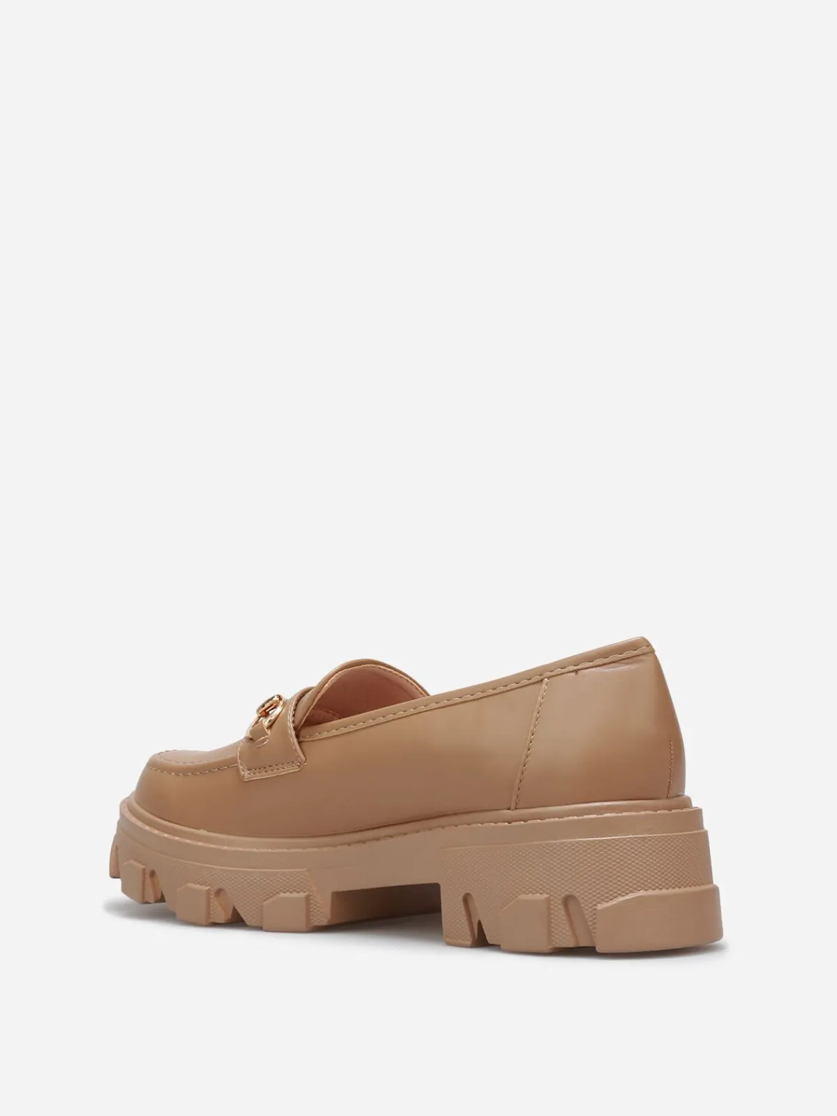 Hot La Modeuse Mocassins crantés avec bride dorée Taupe