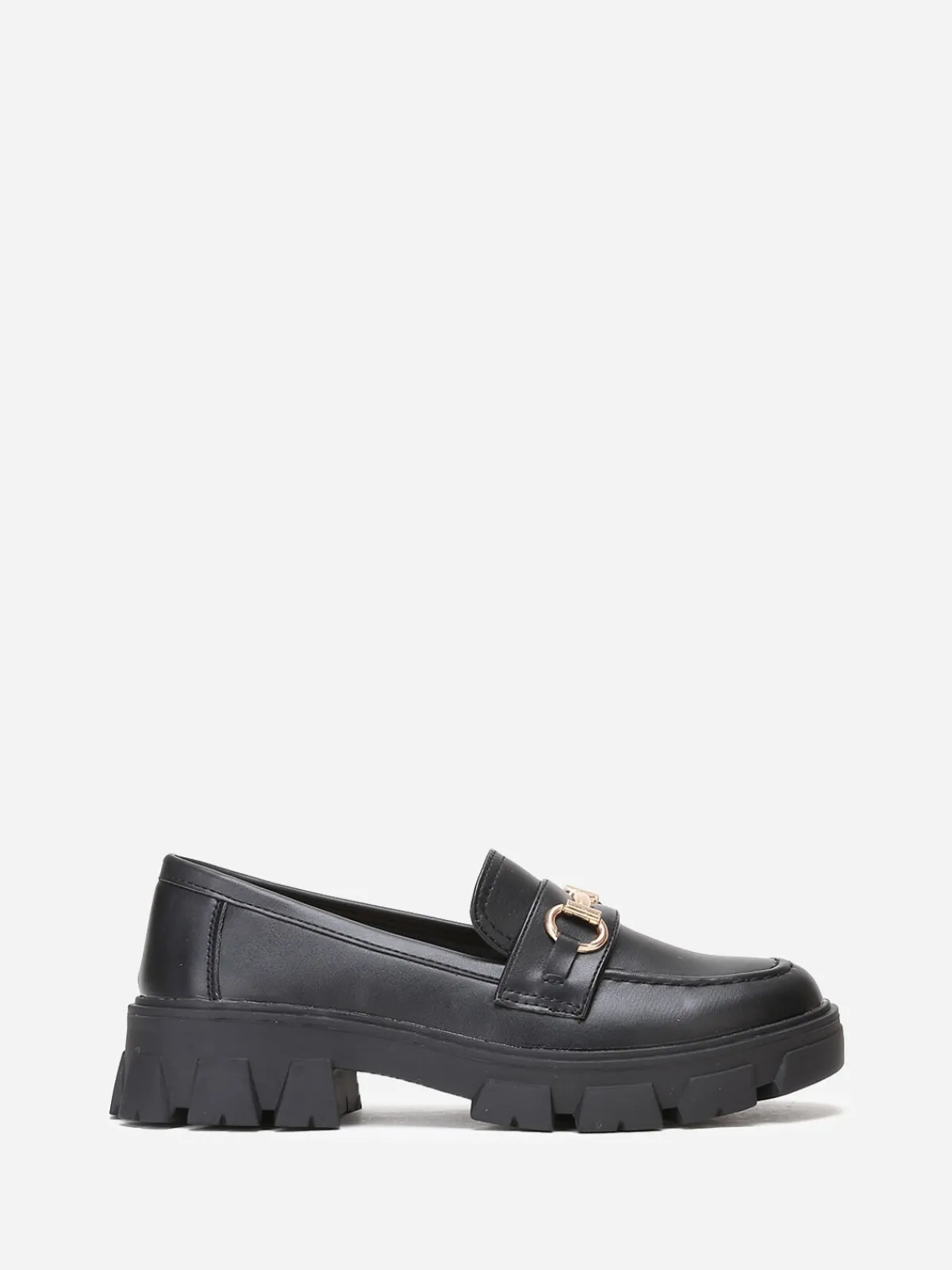 Outlet La Modeuse Mocassins en simili à bride dorée Noir