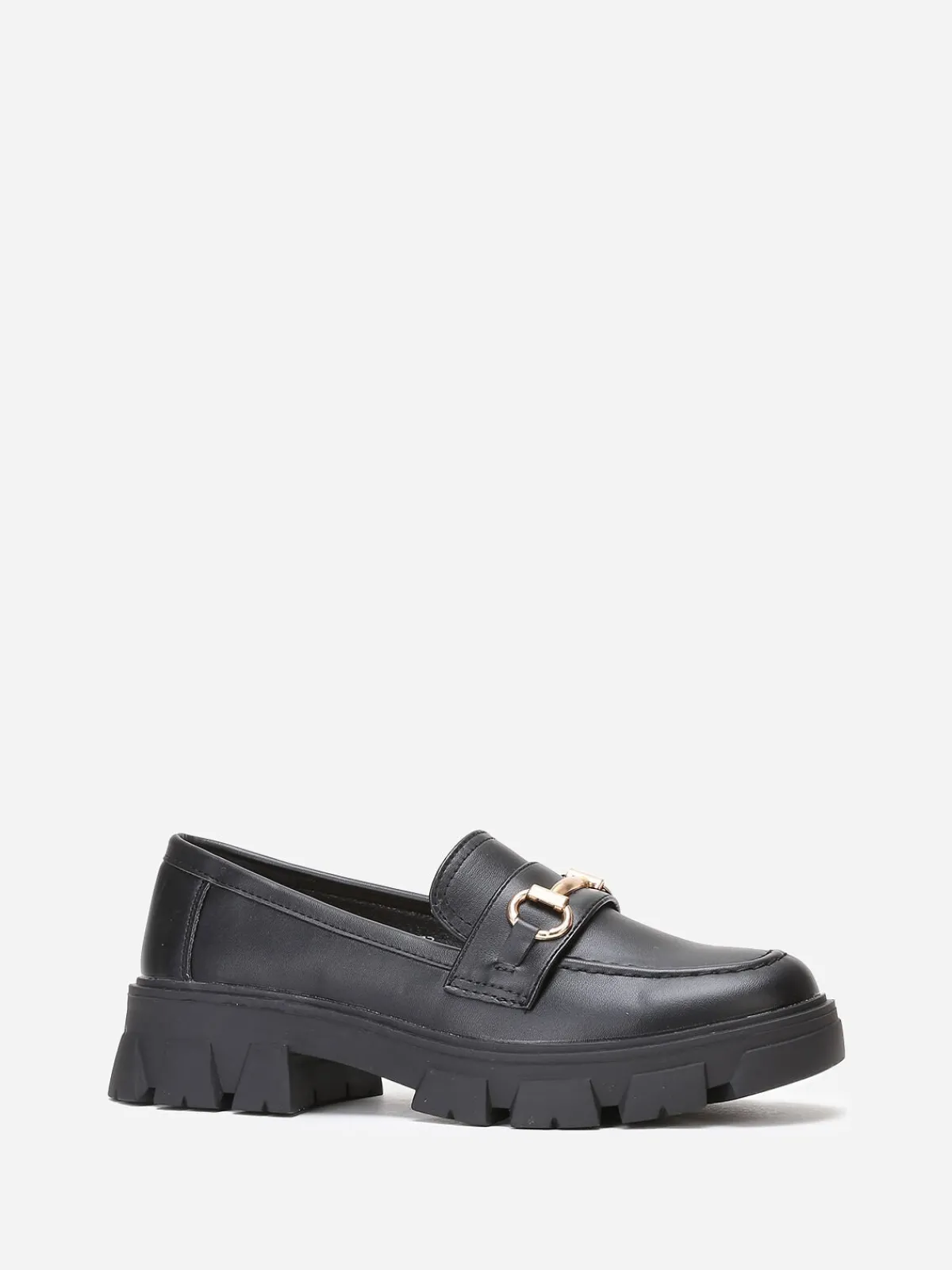 Outlet La Modeuse Mocassins en simili à bride dorée Noir