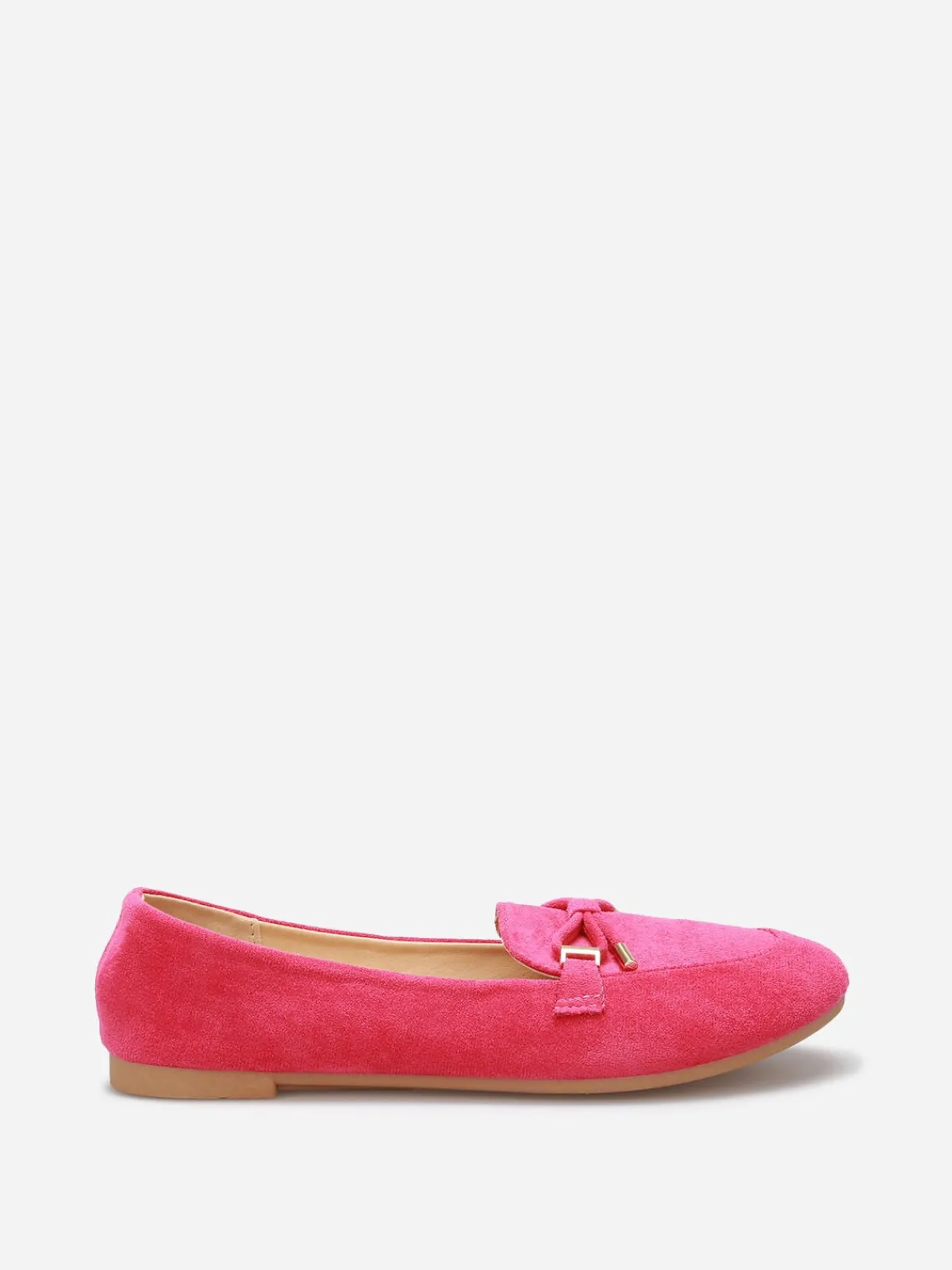 Discount La Modeuse Mocassins en suédine à n艙ud grandes tailles Fuchsia