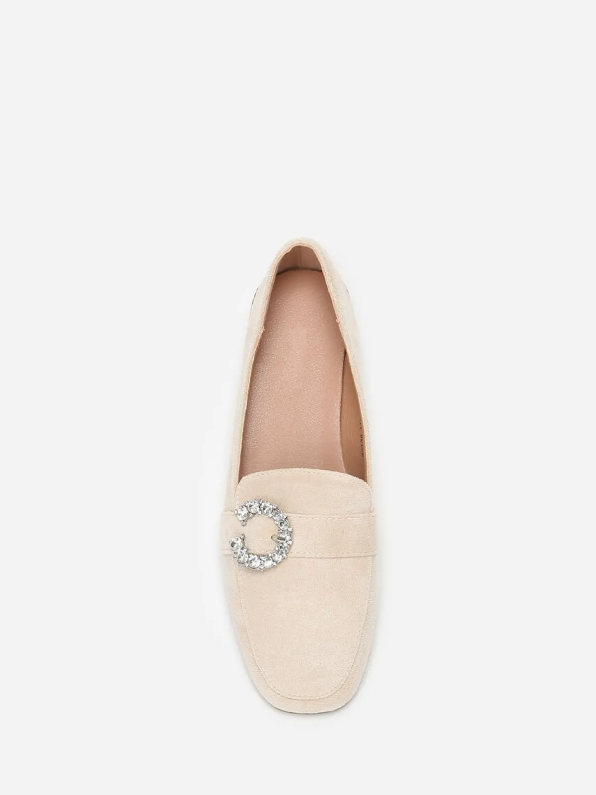 Sale La Modeuse Mocassins en suédine avec boucle à strass Beige
