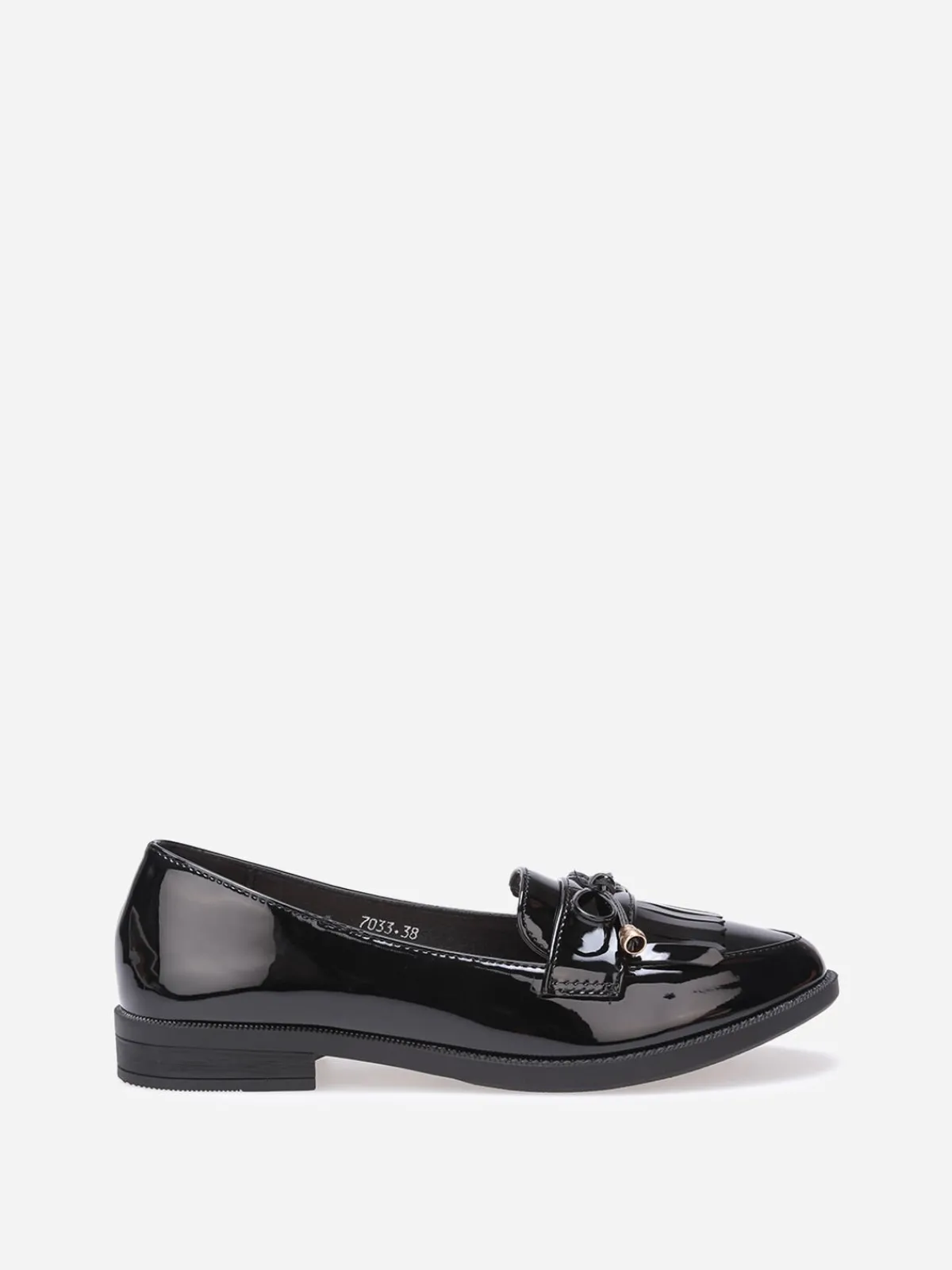 New La Modeuse Mocassins slippers vernis à frange et noeud Noir