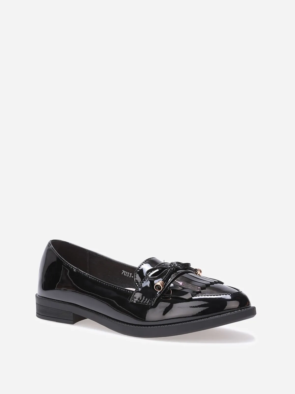 New La Modeuse Mocassins slippers vernis à frange et noeud Noir