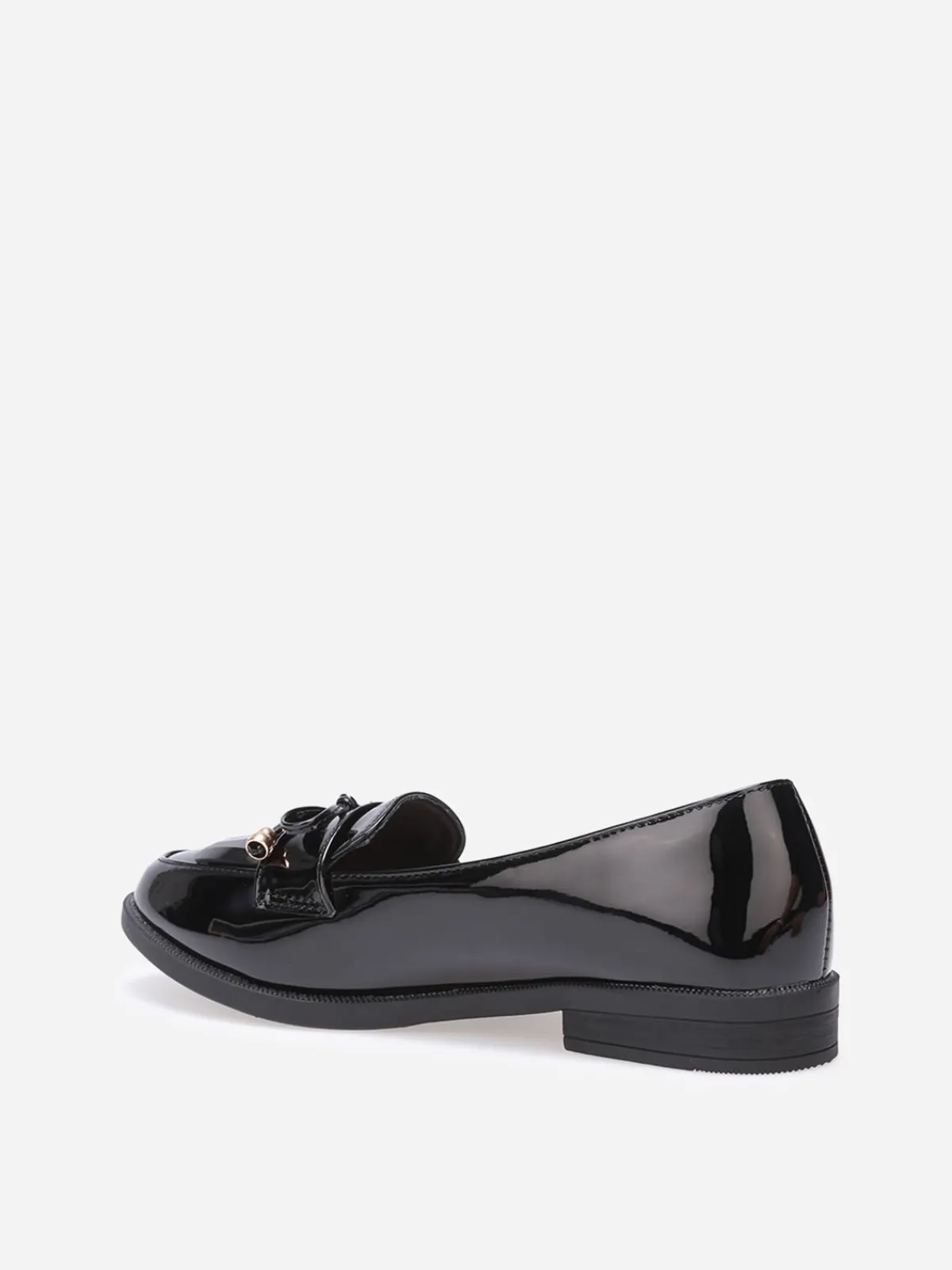 New La Modeuse Mocassins slippers vernis à frange et noeud Noir
