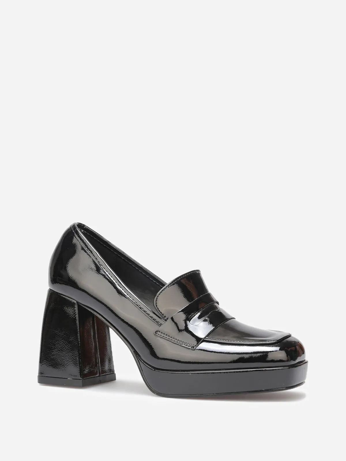 Discount La Modeuse Mocassins vernis à talon Noir