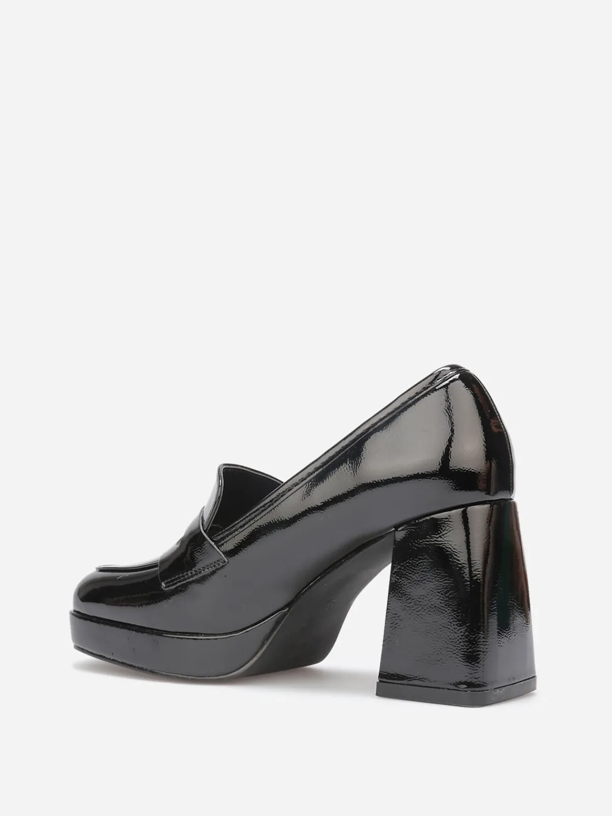 Discount La Modeuse Mocassins vernis à talon Noir