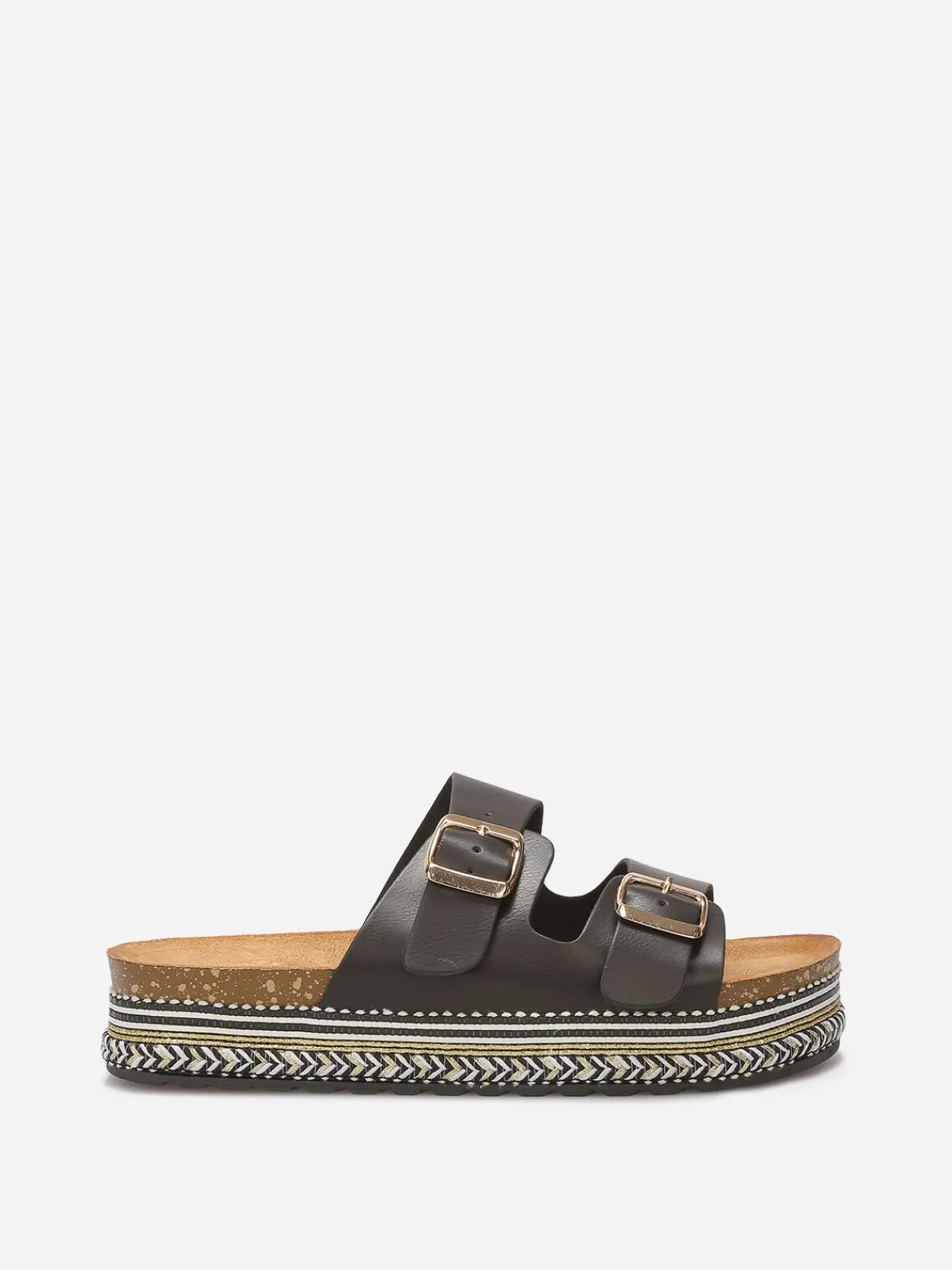 Sale La Modeuse Mules à boucles et plateforme ethnique Noir