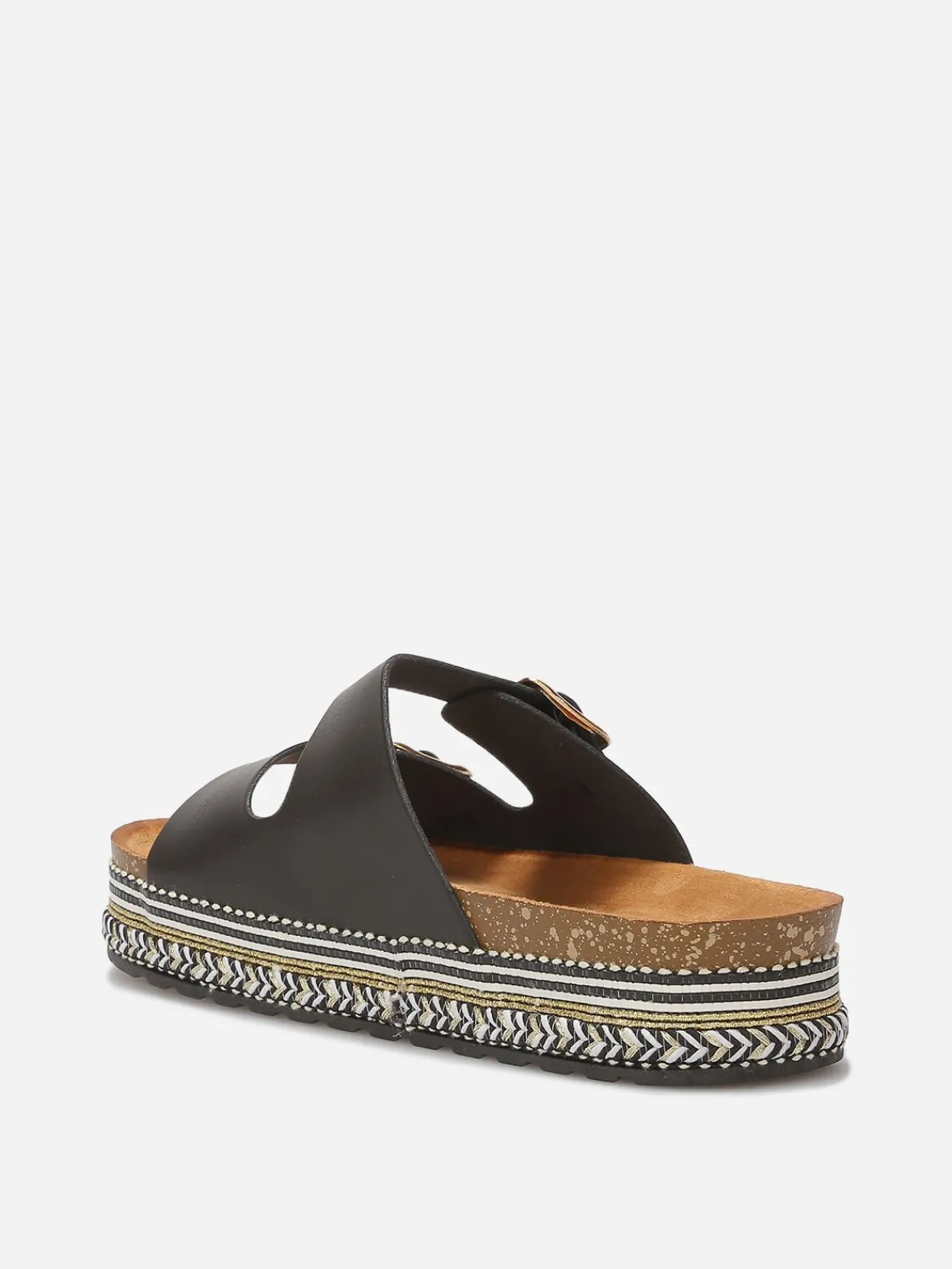Sale La Modeuse Mules à boucles et plateforme ethnique Noir