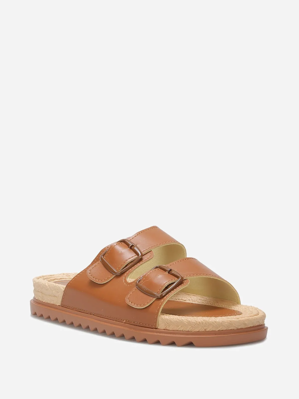 Sale La Modeuse Mules à boucles et semelle dentelée Camel